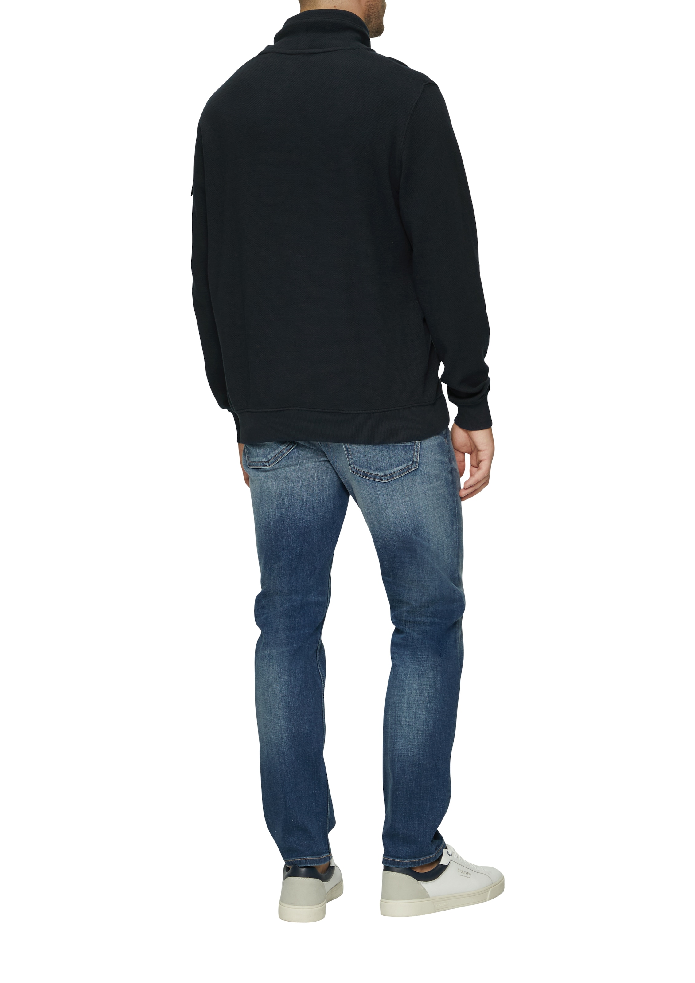 s.Oliver Sweater, mit Kängurutasche und hohem Stehkragen