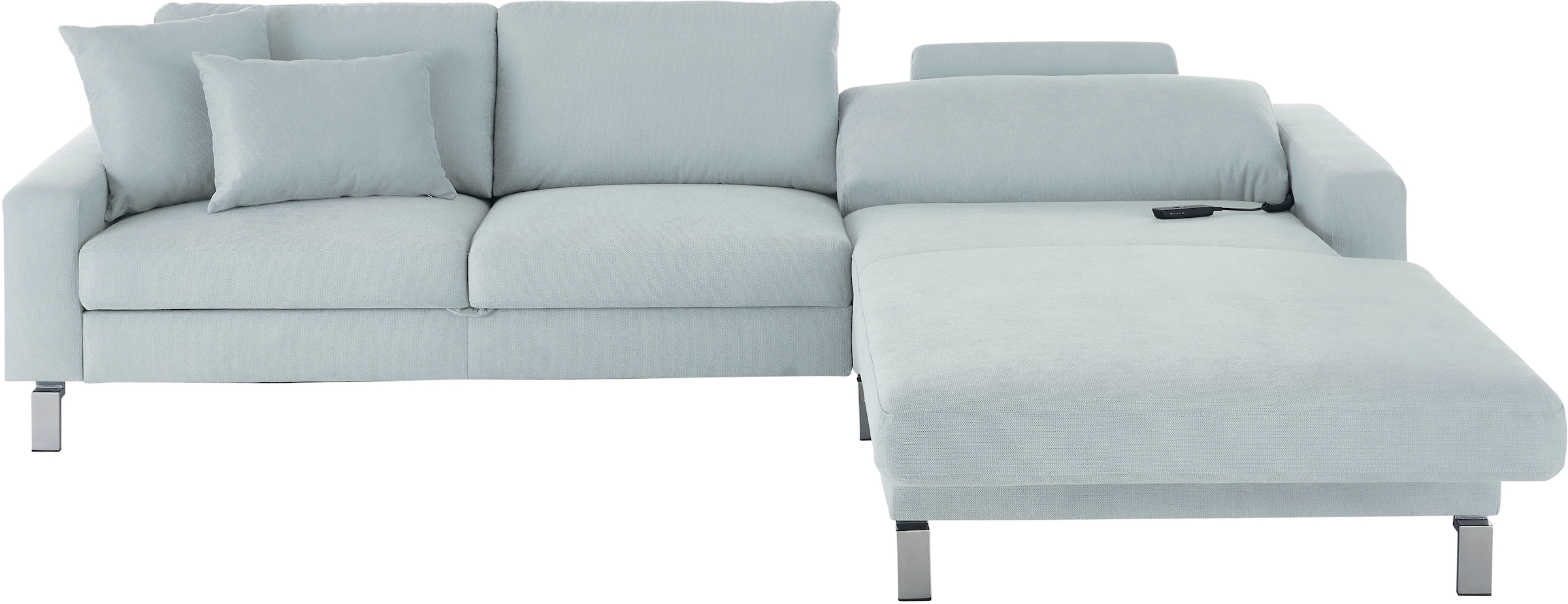 3C Candy Ecksofa »Lecce, wahlweise PUR-Schaumstoff oder Tonnentaschenfederkern«, Bett im 2,5-Sitzer, teilmotorische Schlaffunktion im Longchair, L-Form