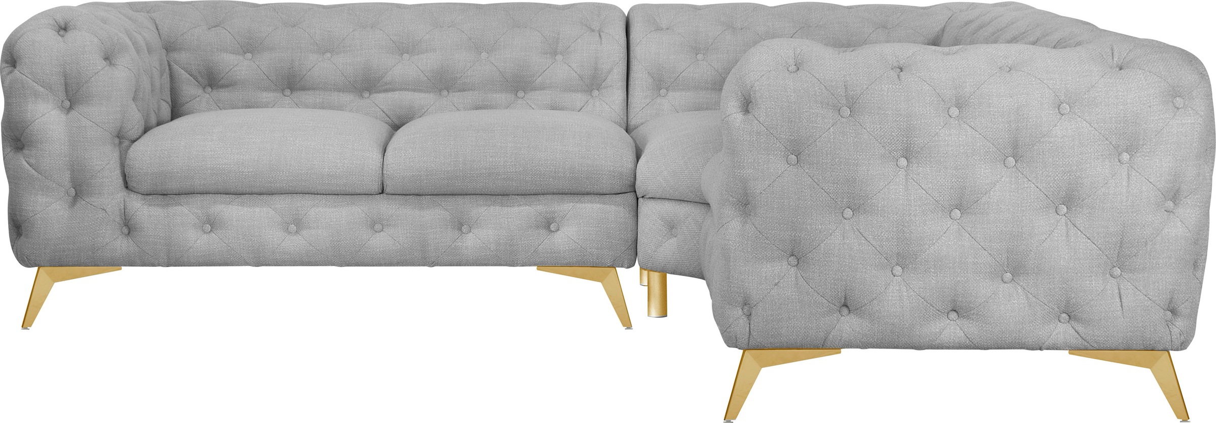Leonique Chesterfield-Sofa »Ecksofa GLYNIS L-Form mit Wellenunterfederung, günstig online kaufen