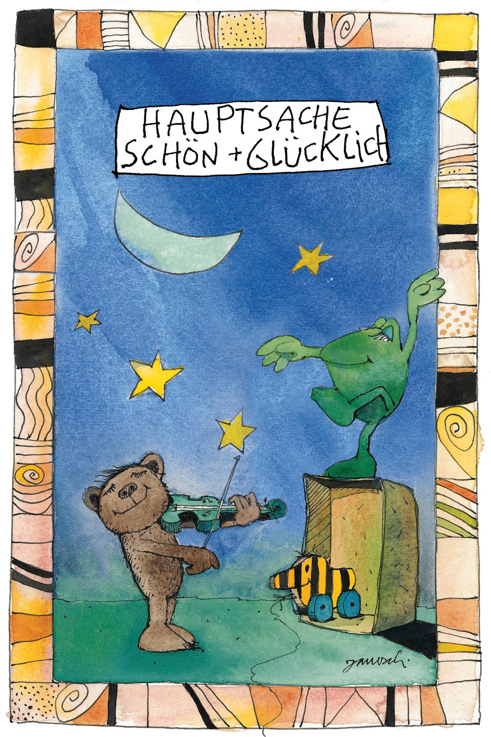 LuckyLinde Leinwandbild »Der kleine Bär - Hauptsache schön glücklich« 1 Stk. tlg. Exklusive JANOSCH Kindermotive