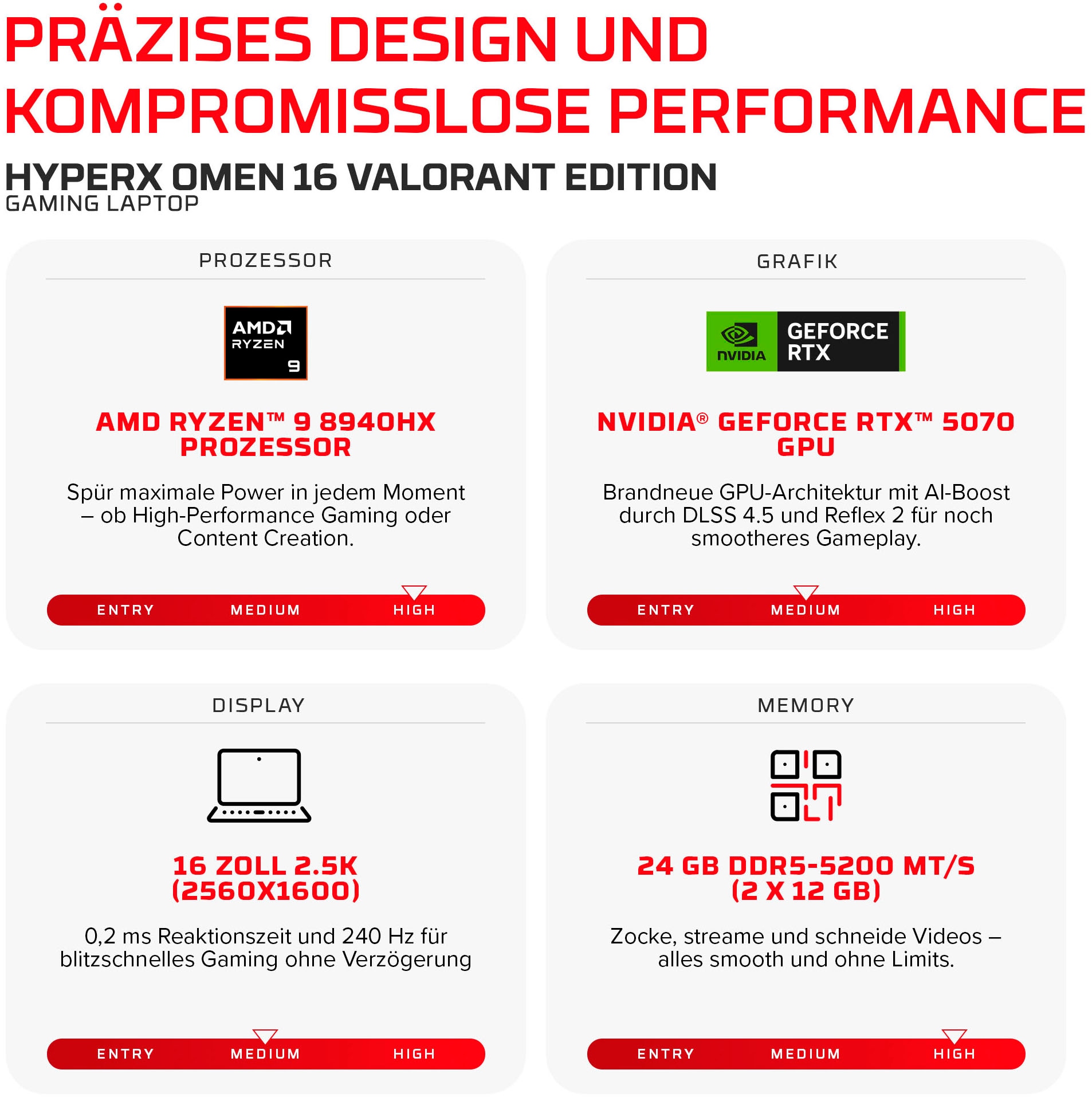 HP Gaming-Notebook »16-ap1099ng« 40,6 cm / 16 ″ AMD Ryzen 9 GeForce RTX 5070 1.000 GB SSD