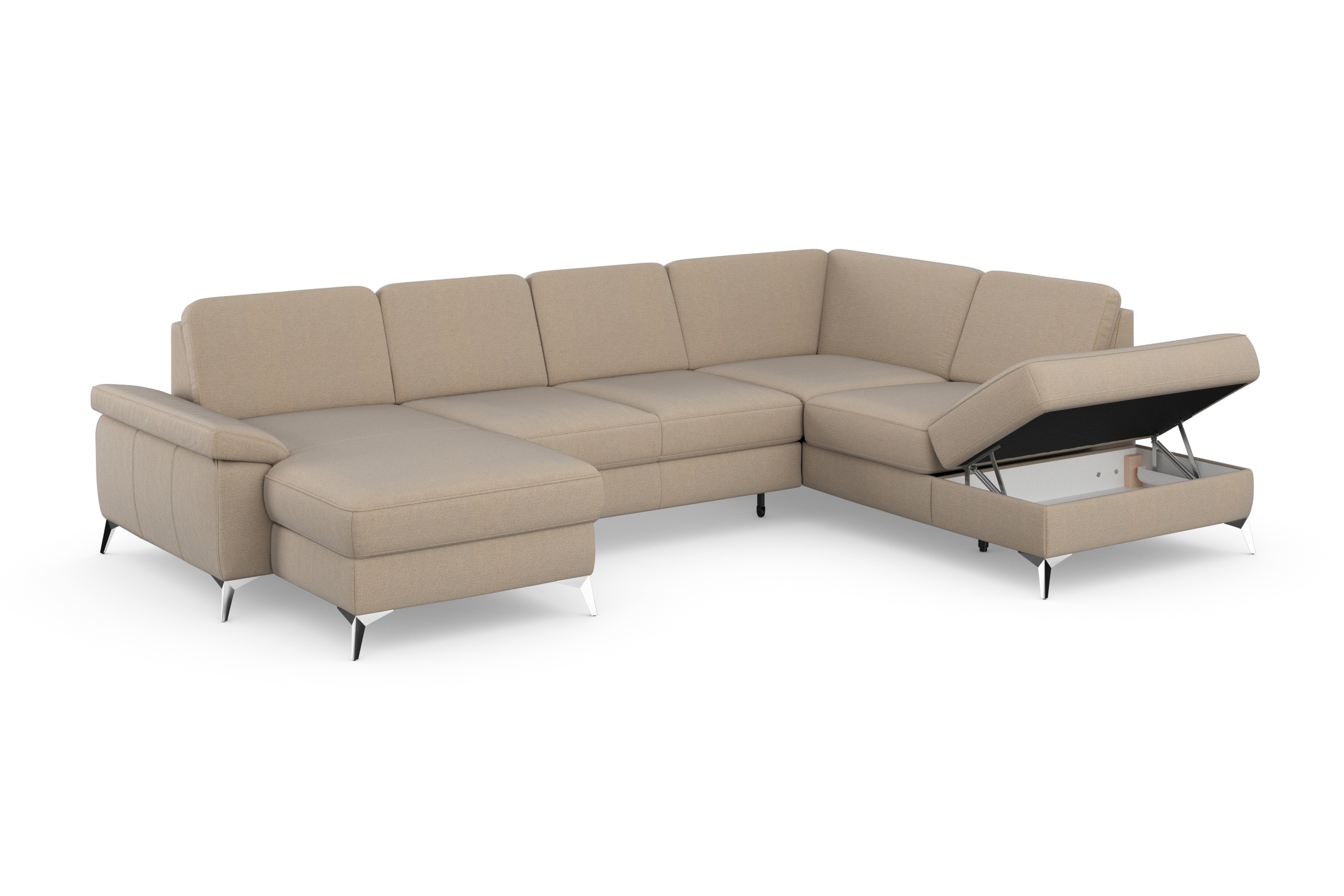 sit&more Wohnlandschaft »Padua U-Form«, inklusive Sitztiefenverstellung, Armteilfunktion und Federkern