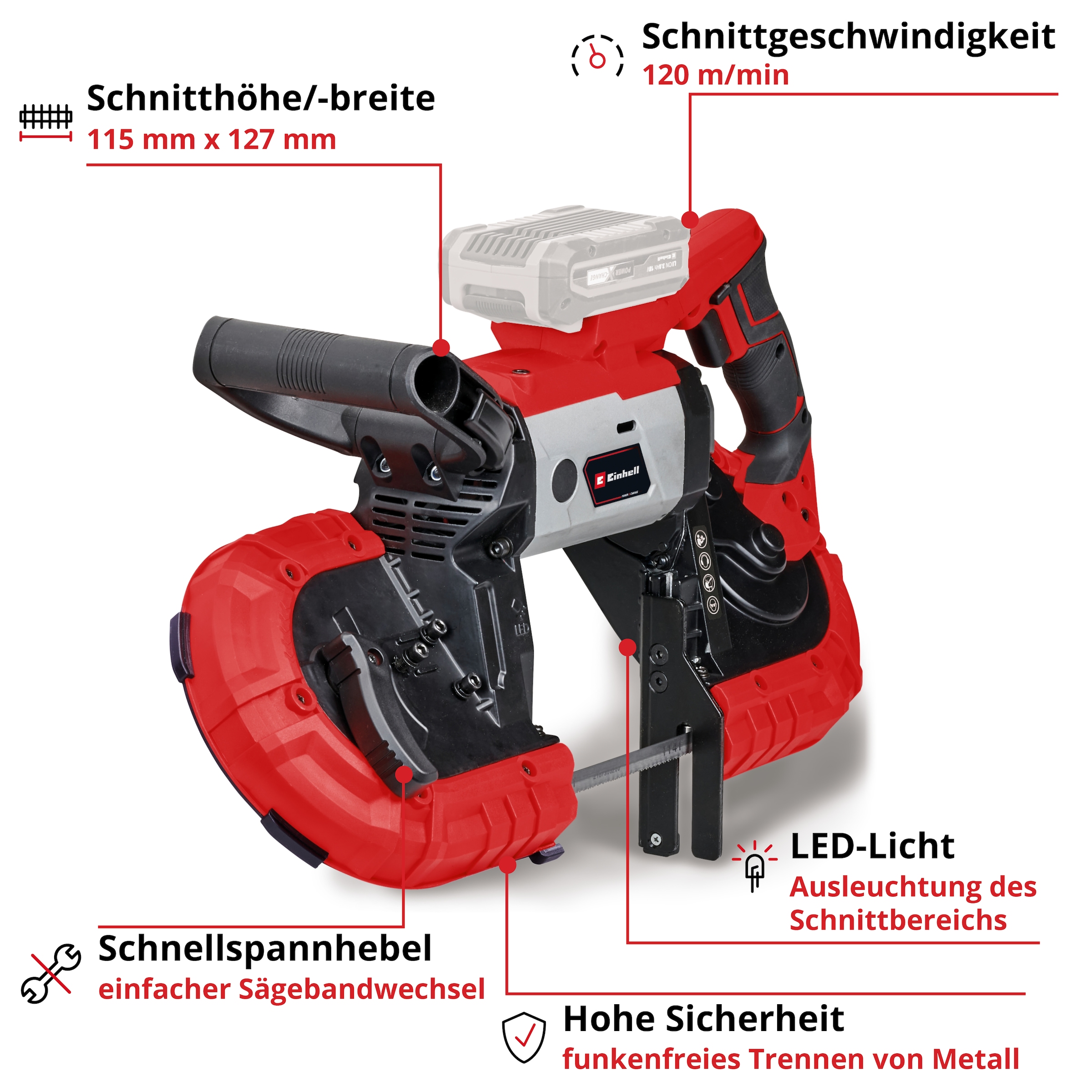 Einhell Akku-Bandsäge »TE-MB 18/127 Li-Solo«, ohne Akku und Ladegerät