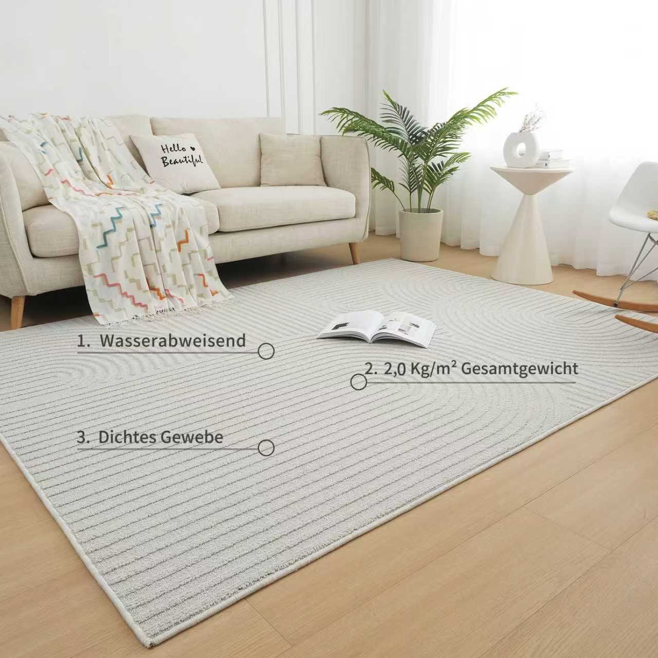 my home Teppich »Jola Hoch-Tief-Design, Scandi-Look, Zen«, rechteckig, 10 mm Höhe, Boho, Modern, 3D, Wohnzimmer, Schlafzimmer, wasserabweisend