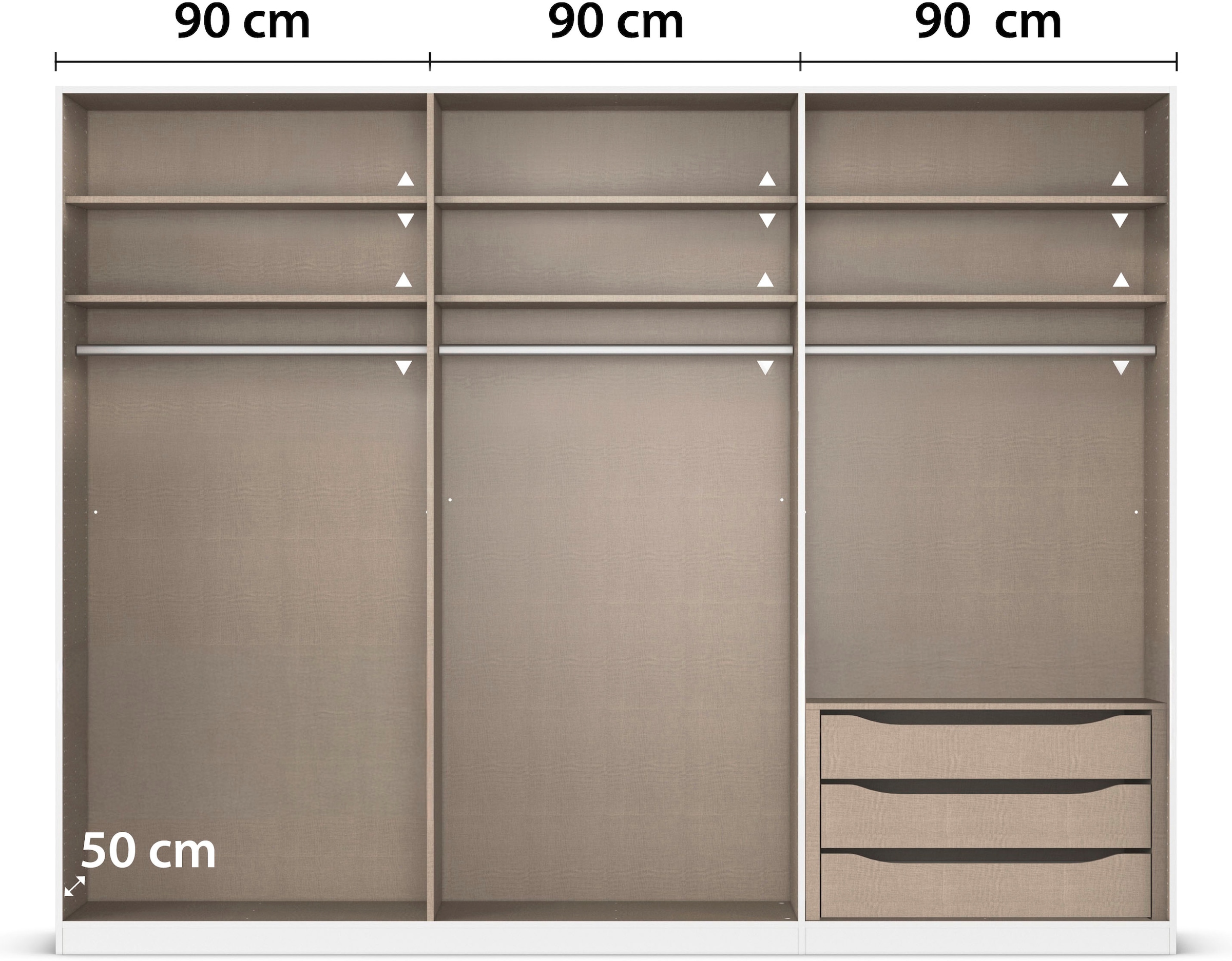 rauch Kleiderschrank »Drehtürenschrank Schrank Garderobe Wäscheschrank Schlafzimmer AVOLA«, (in 3 verschiedenen Ausstattungen BASIC/CLASSIC/PREMIUM), mit hochwertigen Stangengriffen in Schwarz aus Metall MADE IN GERMANY