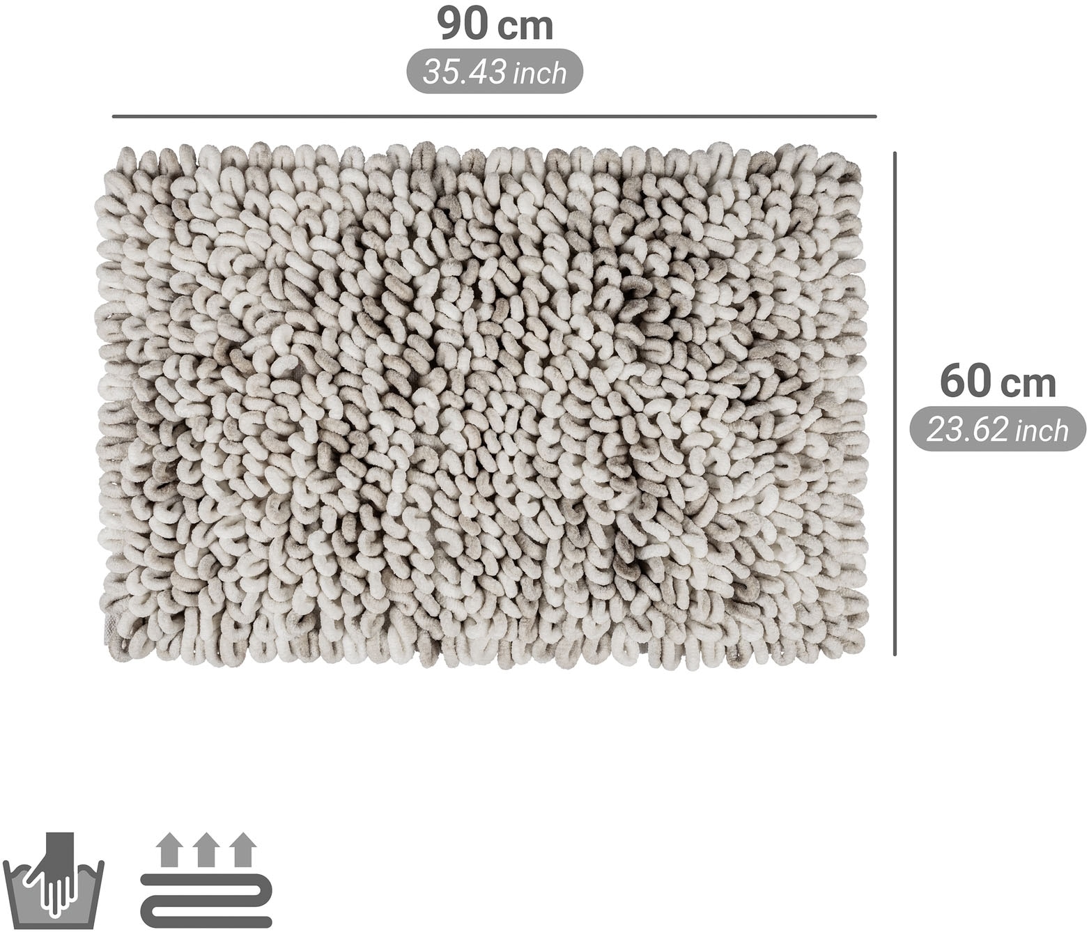 WENKO Badematte »Lerici« Höhe 60 mm rutschhemmend beschichtet