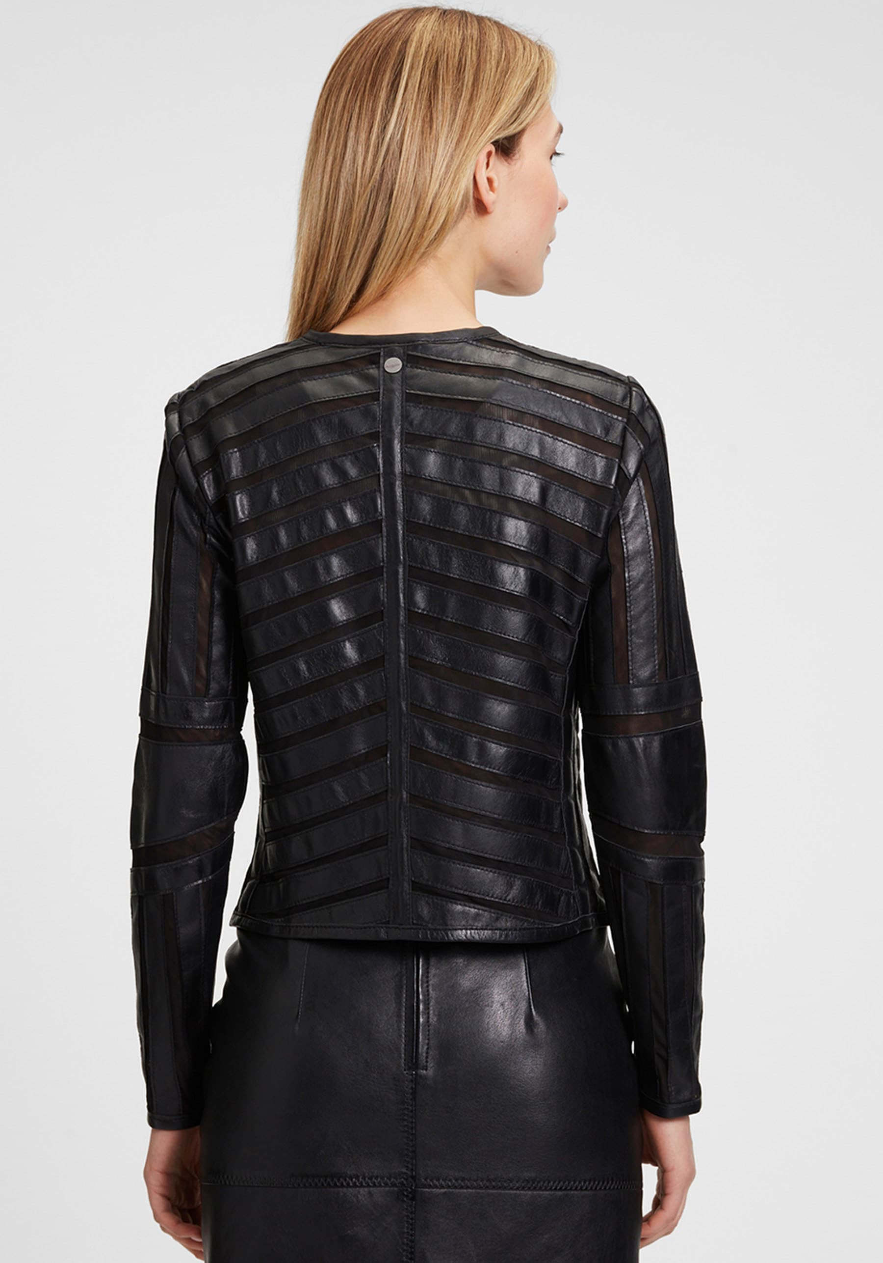 Mauritius Lederjacke »MWSuri LELEV«, gepatchtes Leder, Rundhals,Reißverschluss