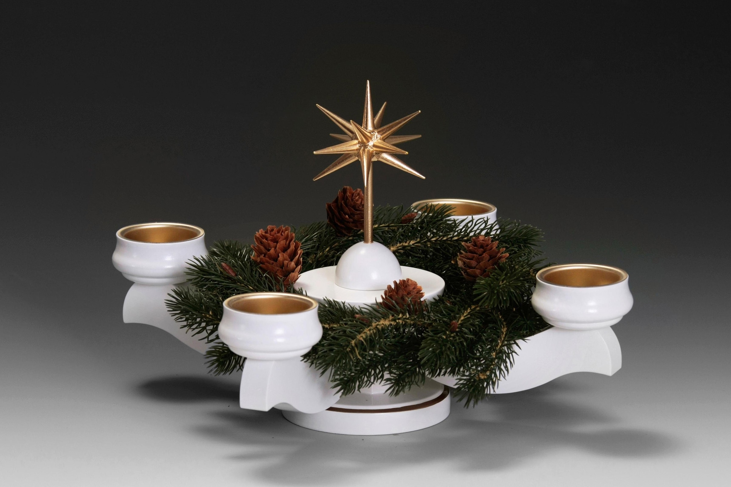 Albin Preissler Adventsleuchter »mit Weihnachtsstern und Tannenkranz, Handw günstig online kaufen