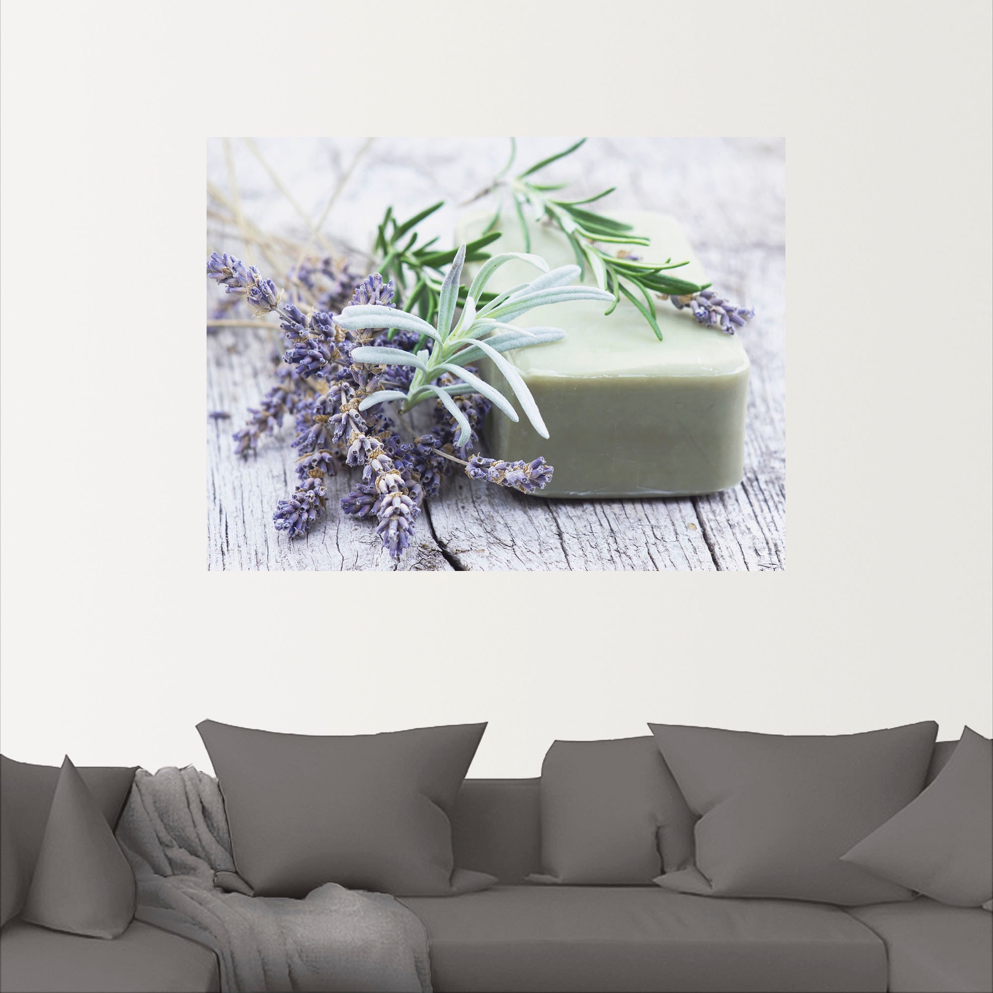 Artland Wandbild »Stück natürlicher Seife mit Kräutern«, Spa, (1 St.), als Leinwandbild, Poster, Wandaufkleber in verschied. Größen