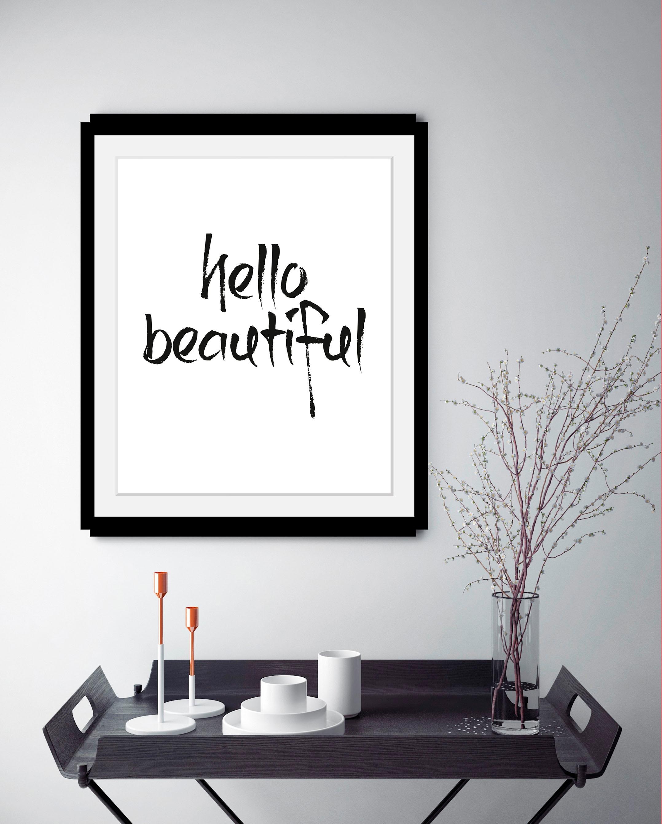 queence Bild »Schönheit«, Schwarz-Weiß-Schriftzug-Motivationsbilder-Liebessprüche, HD Premium Poster-Druck inkl. Holzrahmen