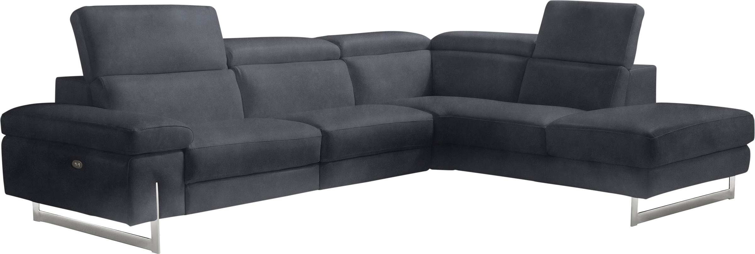 Egoitaliano Ecksofa »Candice, elegant, edel und bequem, erstklassiger Sitzkomfort, L-Form«, inkl. 2 elektrischer Relaxfunktionen, Bedienung über Taste an Armlehne