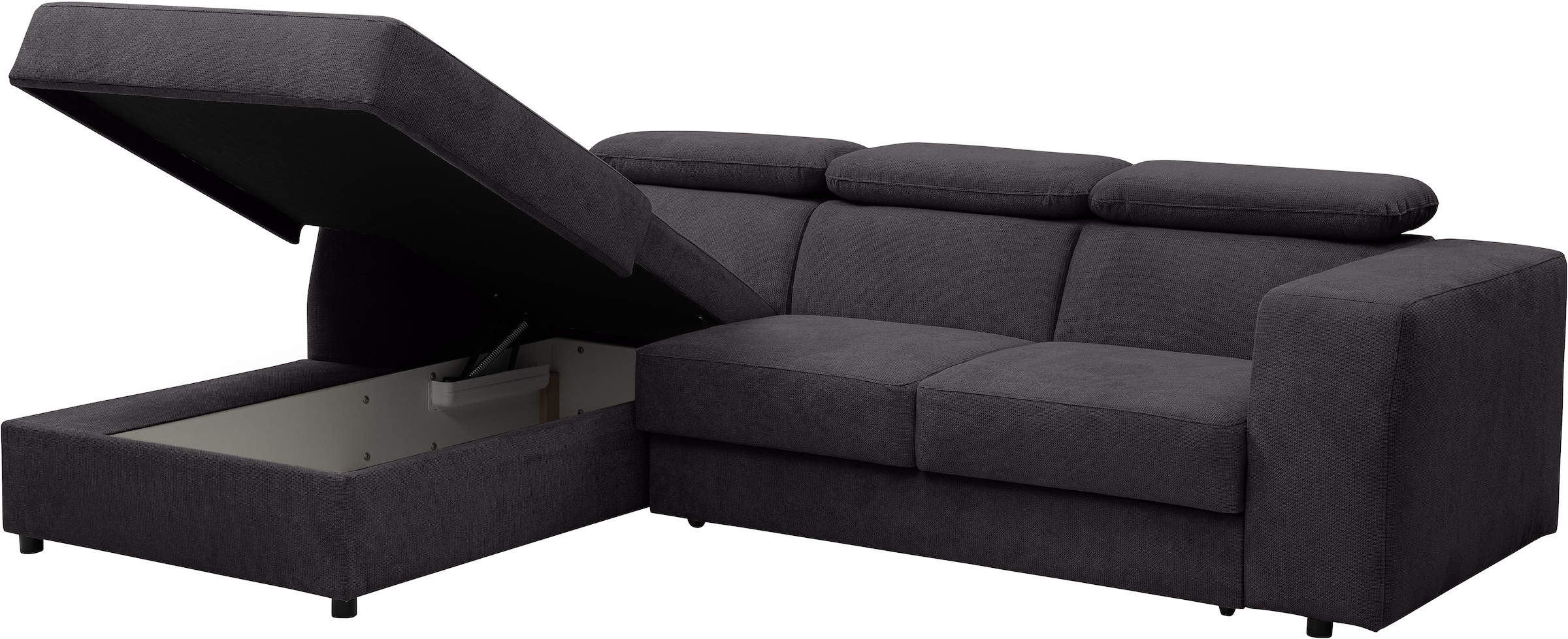 WERK2 Ecksofa »Cherry, modernes Sofa mit Komfortfunktionen, Breite 270cm, L-Form,«, bequem, mit verstellbaren Kopfteilen, Schlaffunktion und Bettkasten