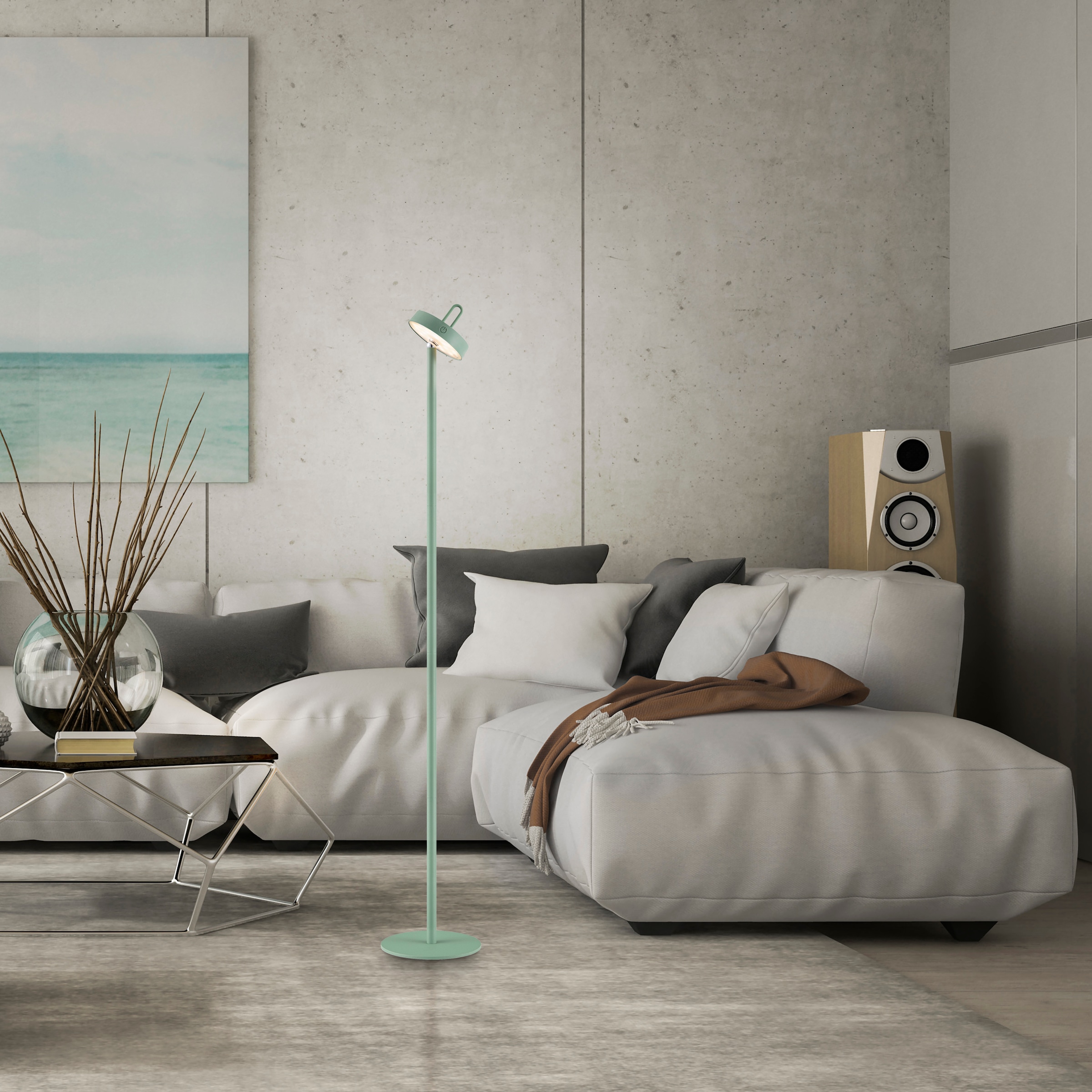 JUST LIGHT Stehlampe »AMAG« LED-Modul 1 Stk. Warmweiß Akkuleuchte