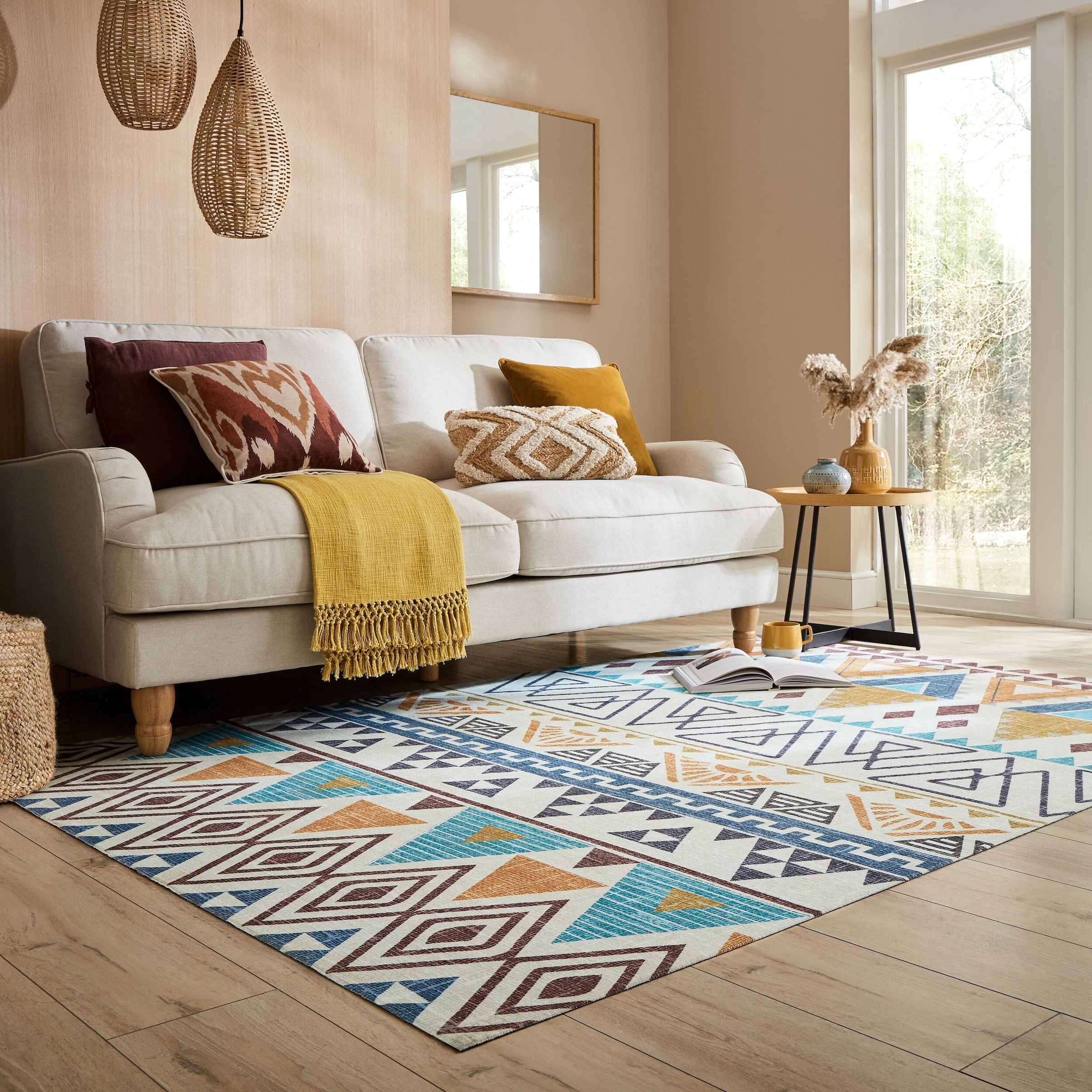 FLAIR RUGS Teppich »Lyle Aztec«, rechteckig, 8 mm Höhe, Lawson Kilim Washbarer Teppich