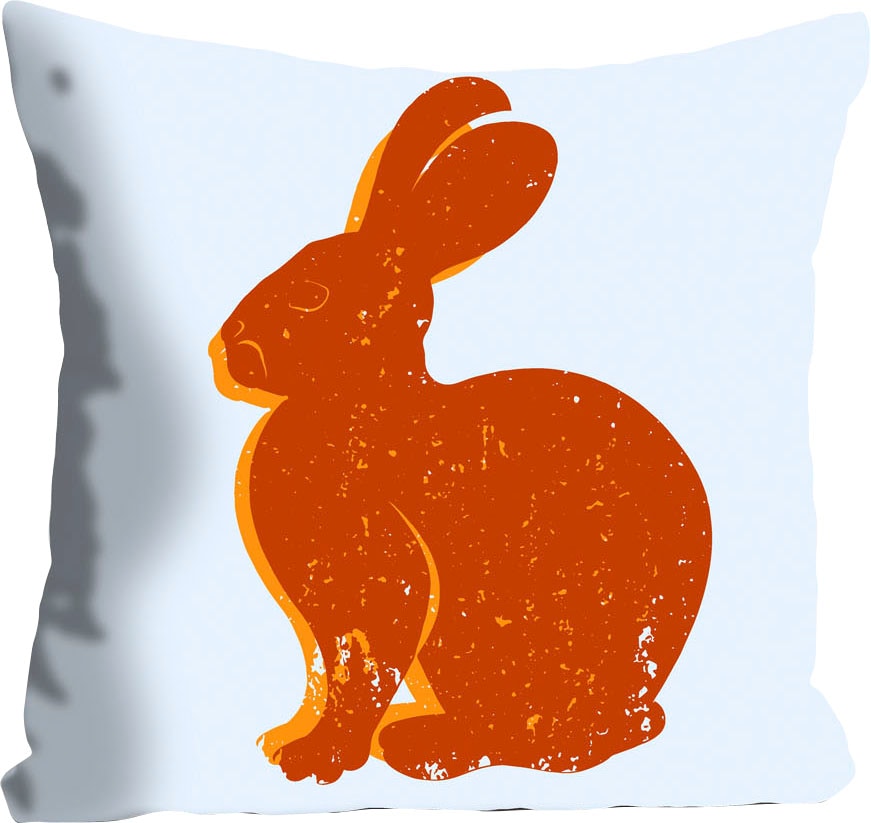 queence Dekokissen »Lindt«, mit einem orangenen Hasen günstig online kaufen