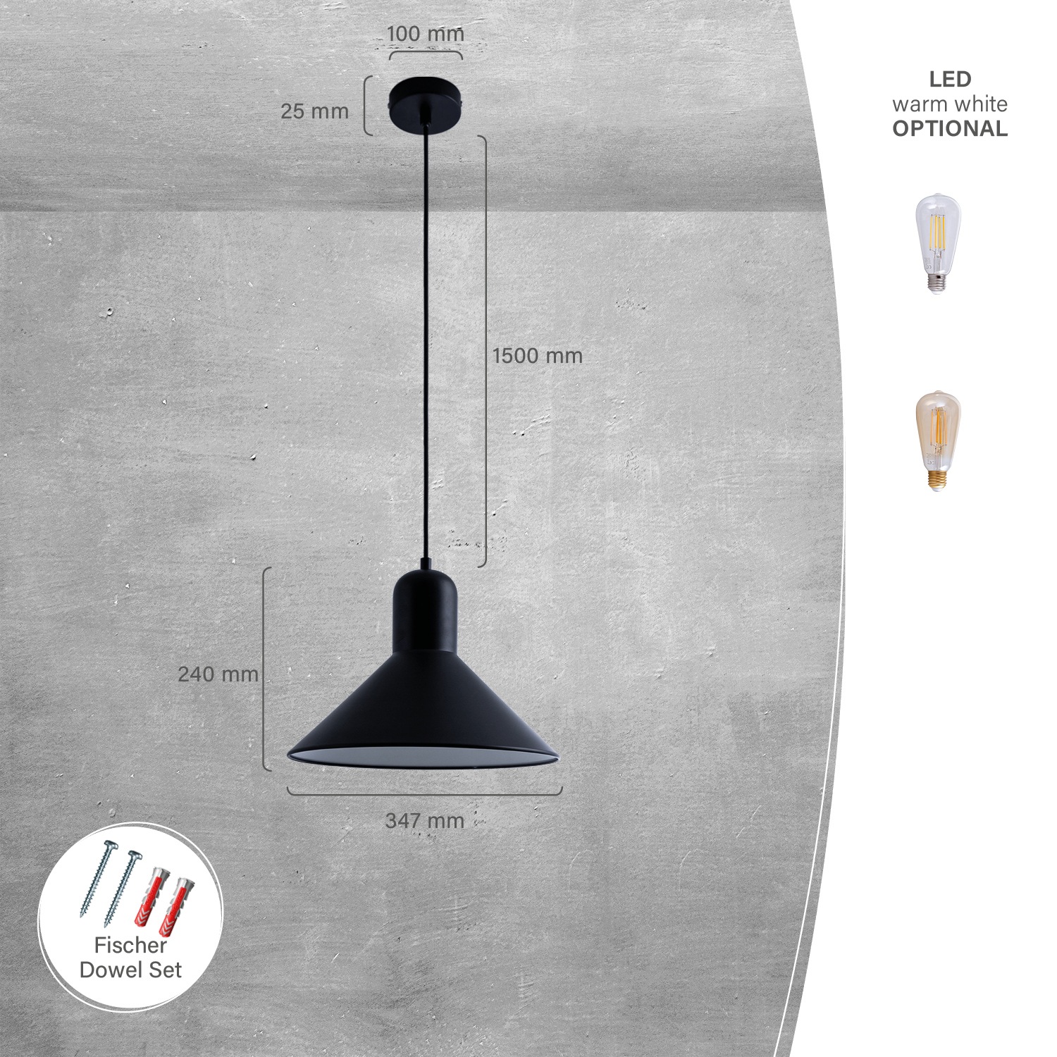 Paco Home Pendelleuchte »CLAIRE«, 1 flammig, Leuchtmittel E27 | ohne Leuchtmittel, Hängelampe Esszimmer Küchenlampe Hängend Esstischlampe Matt E27