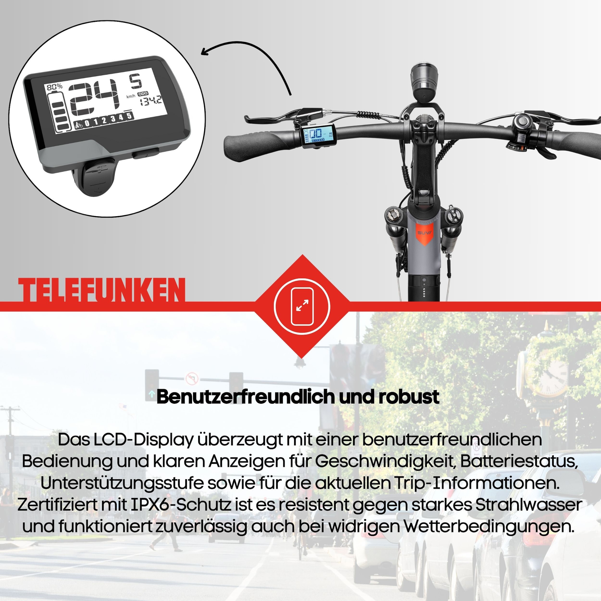 Telefunken E-Bike »E-City SUV300«, 7 Gang, Shimano, Tourney, Heckmotor 250 W, Pedelec, Elektrofahrrad, Damen u. Herren, innerhalb StVZO, 27,5 Zoll