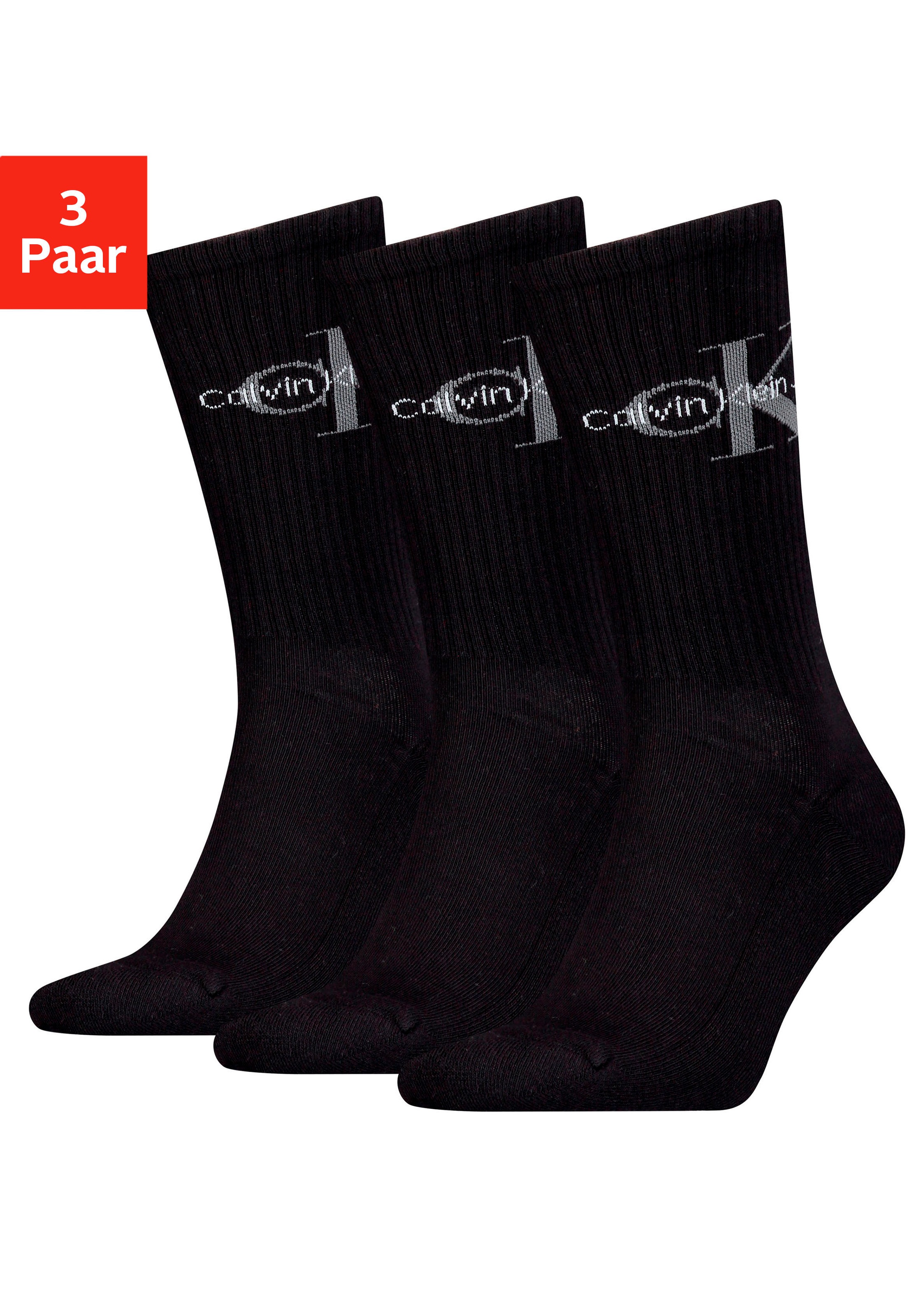 Calvin Klein Socken, (3 Paar), mit eingestricktem Logo im Bund