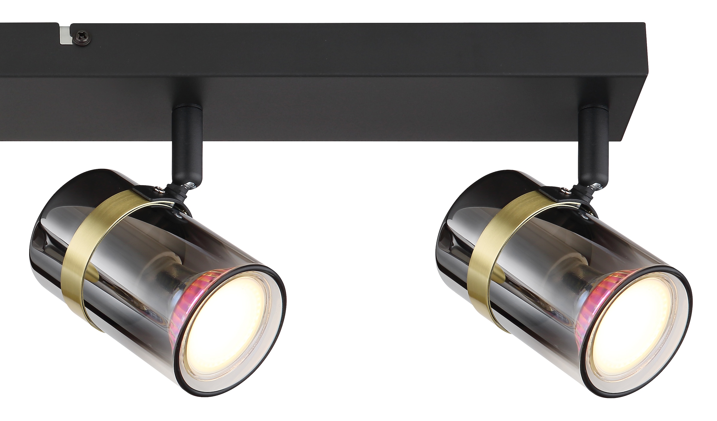 GLOBO LIGHTING Deckenstrahler »TRABBY«, Leuchtmittel GU10 | ohne Leuchtmittel, Deckenspot/schwarz/Glas rauchfarben/messingfarben/Flur/Wohnzimmer