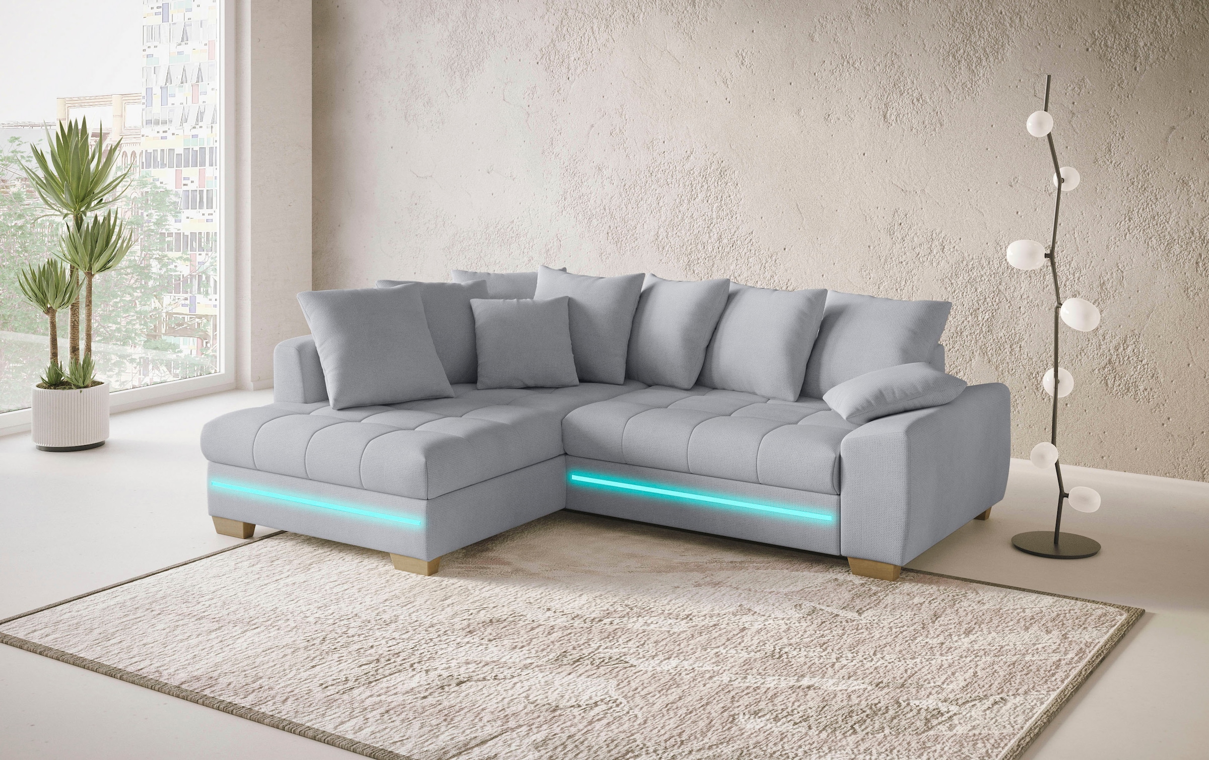 Mr. Couch Ecksofa »Nikita II, L-Form«, mit Kaltschaum, RGB-LED Beleuchtung, günstig online kaufen