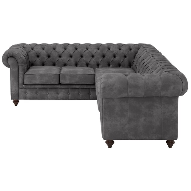 Premium Collection By Home Affaire, Charcoal Gray Chesterfield Sofa