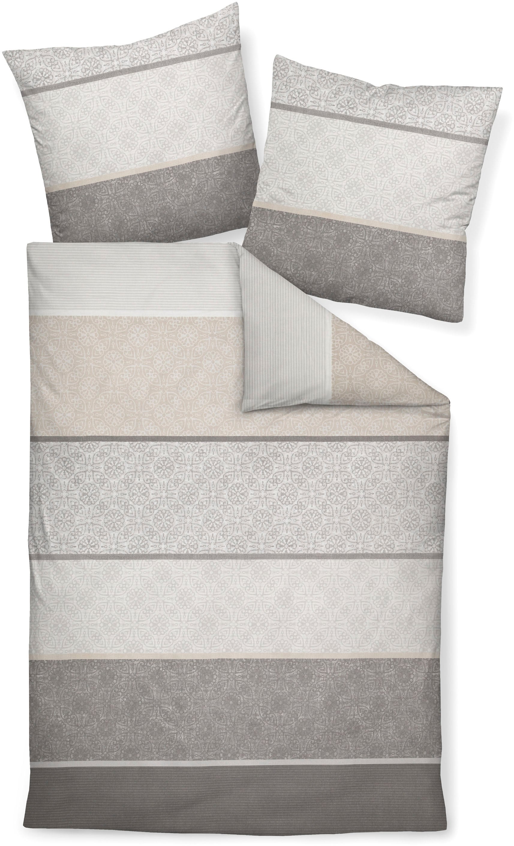 Janine Bettwäsche »Warnemünde«, (2 tlg.), in Mako Satin Qualität, 100% Baumwolle, Bett- und Kopfkissenbezug mit Reißverschluss, kühlende Sommerbettwäsche, ganzjährig einsetzbar