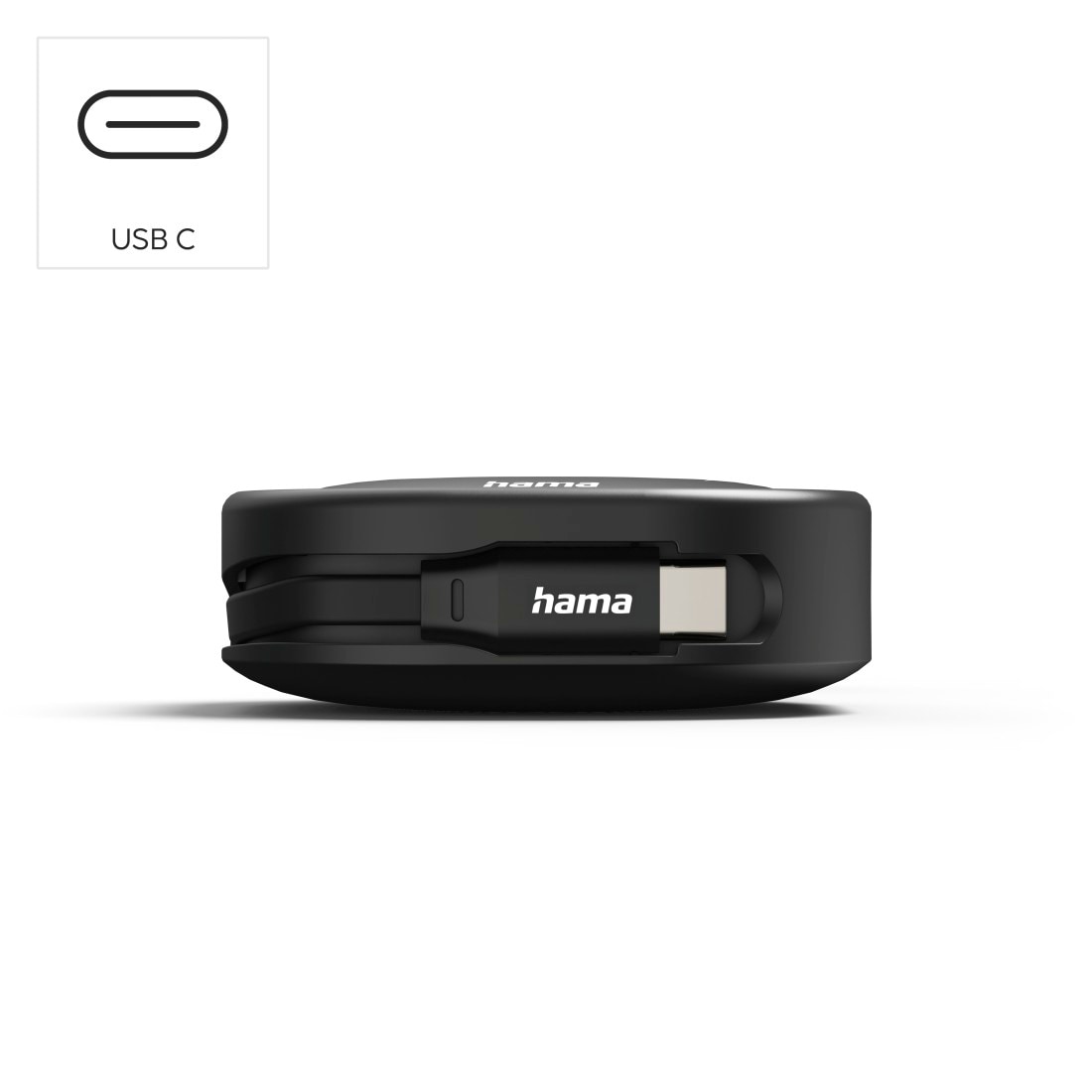 Hama USB-Kabel »USB-C Ladekabel 1 m schwarz aufrollbar« USB-C 100 cm Aufrollmechanismus, Schnellladen, 480 Mbit/s, 60 W Leistung