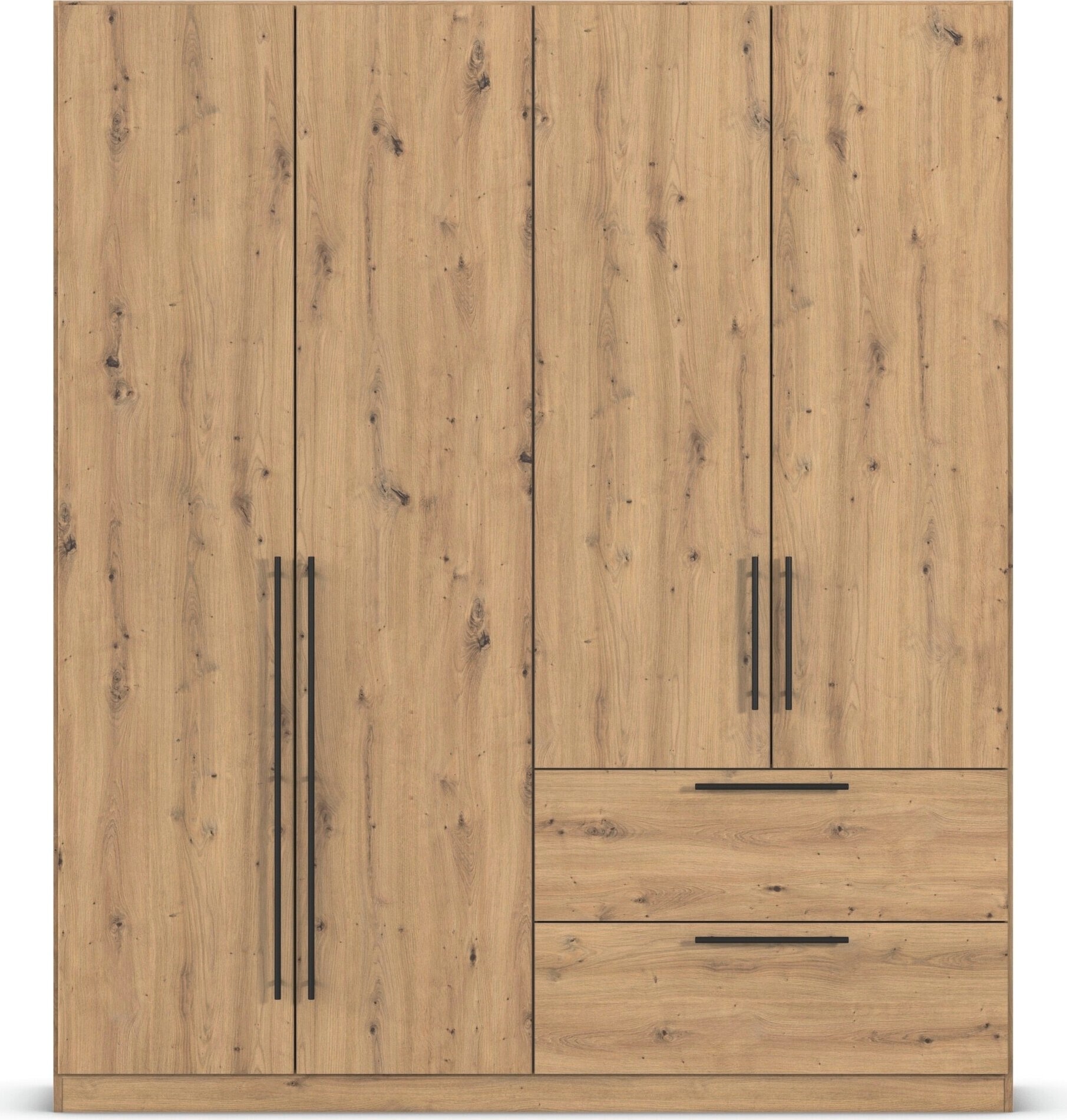 rauch Kleiderschrank »Drehtürenschrank Schrank Garderobe Wäscheschrank Schlafzimmer AVOLA«, (in 3 verschiedenen Ausstattungen BASIC/CLASSIC/PREMIUM), mit hochwertigen Stangengriffen in Schwarz aus Metall MADE IN GERMANY