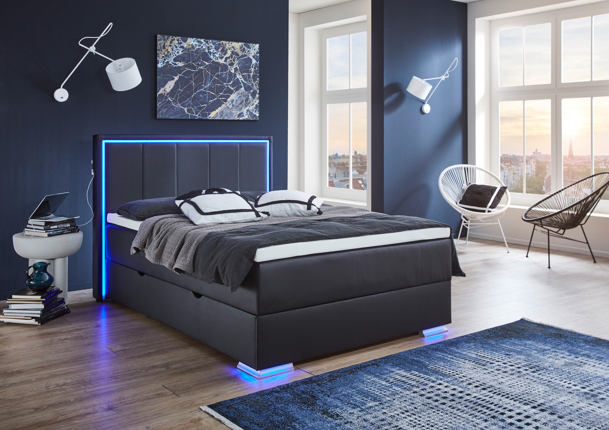 meise.möbel Boxspringbett »Colorado II«, inkl. LED-Beleuchtung & Topper