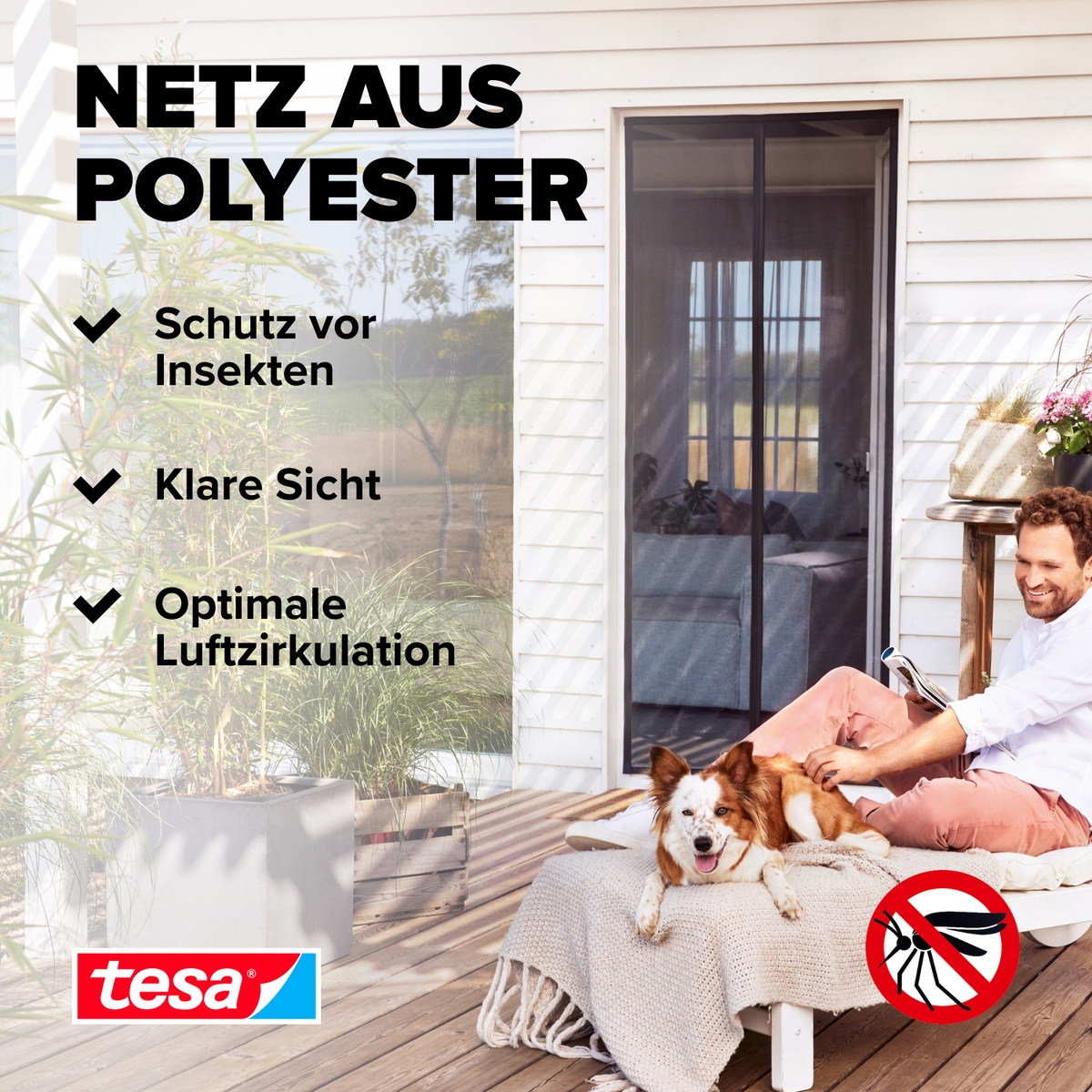 tesa Insektenschutz-Vorhang »Insect Stop Magnetvorhang selbstschließend, M - 0,90 m x 2,10 m«, Insektenschutzvorhang mit Magneten - für Balkon- und Terrassentüren
