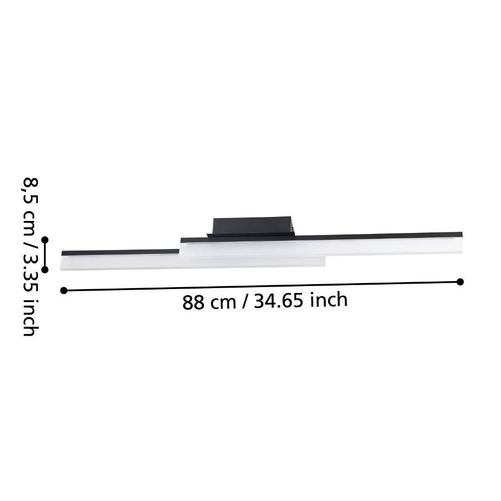 EGLO Wandleuchte »PALMITAL Wandlampe, Alu, Stahl und Kunststoff, Spiegellampe, Bad Lampe« LED-Modul 1 Stk. Warmweiß Wand-/Deckenleuchte - L88 x B10 x H9 cm - schwarz - 2X11W inkl.