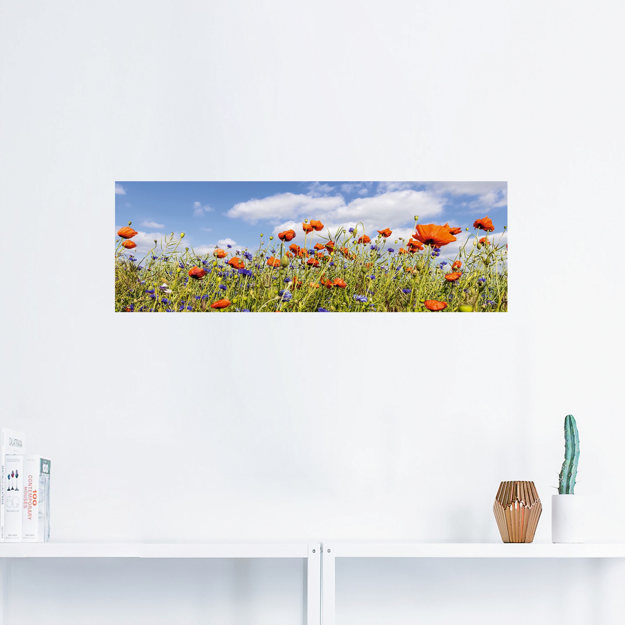 Artland Wandbild »Mohnblumenfeld mit Kornblumen«, Blumenwiese, (1 St.), als Alubild, Leinwandbild, Wandaufkleber oder Poster in versch. Größen