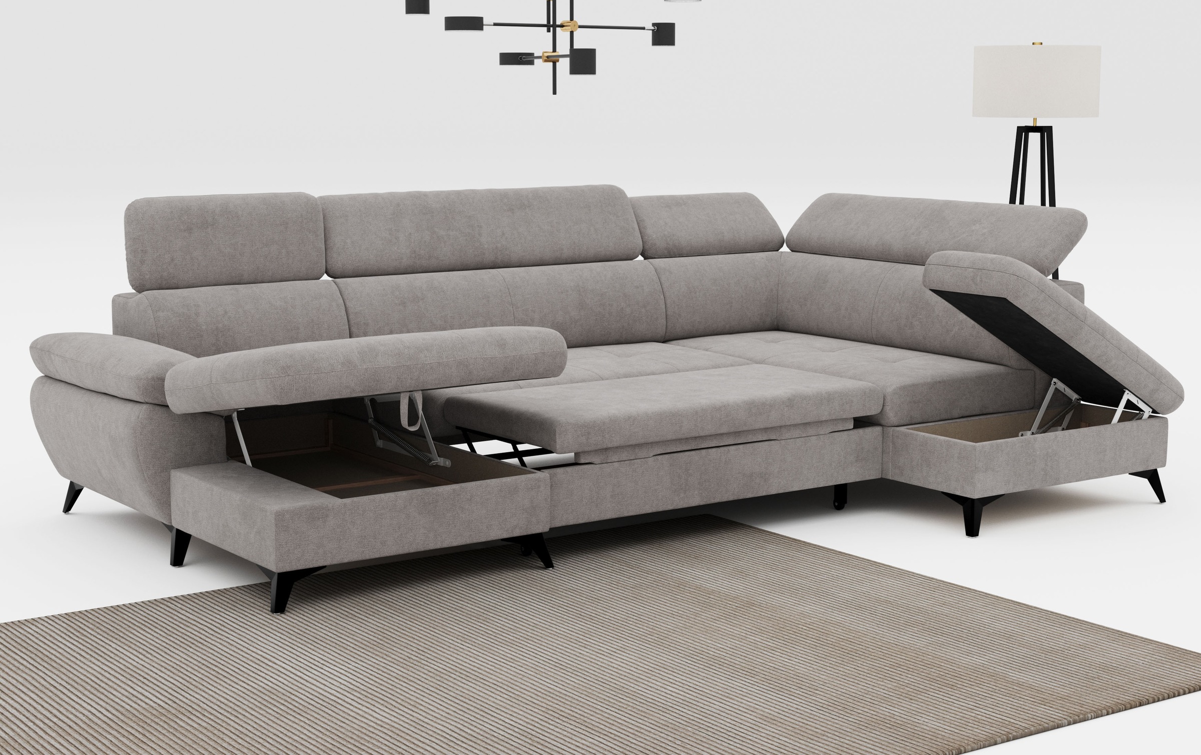 COTTA Wohnlandschaft »Hudson U-Form«, mit Kopfteilverstellung, wahlweise mit Bettfunktion & Bettkasten