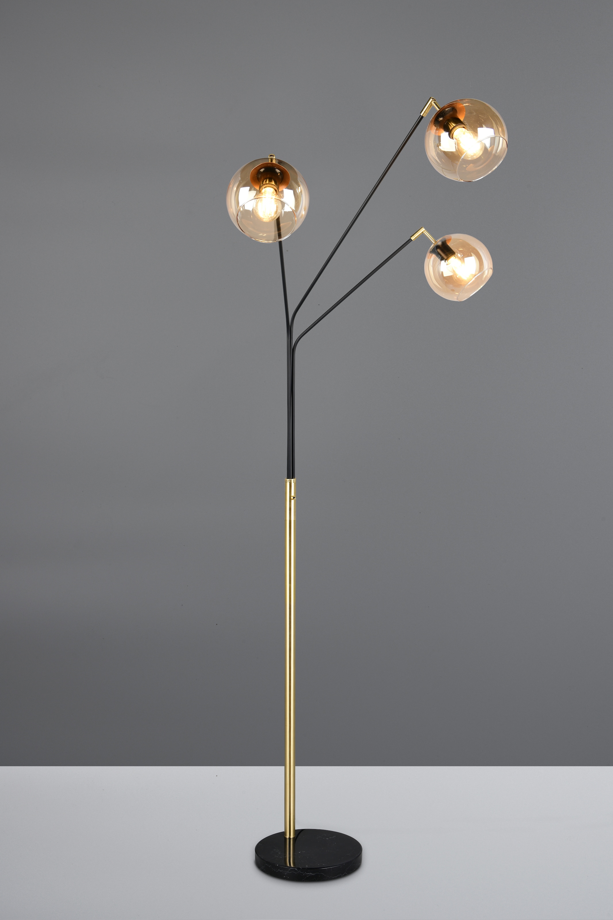 TRIO Leuchten Stehlampe »PAXTON, dreiflammige Stehleuchte, Glas Lampenschirme, Arme verstellbar«, 3 flammig, Leuchtmittel E27 | Leuchtmittel wechselbar, exkl. 3x E27 max 10W, Höhe 200cm Breite 67cm, Kippschalter, 2m Kabel