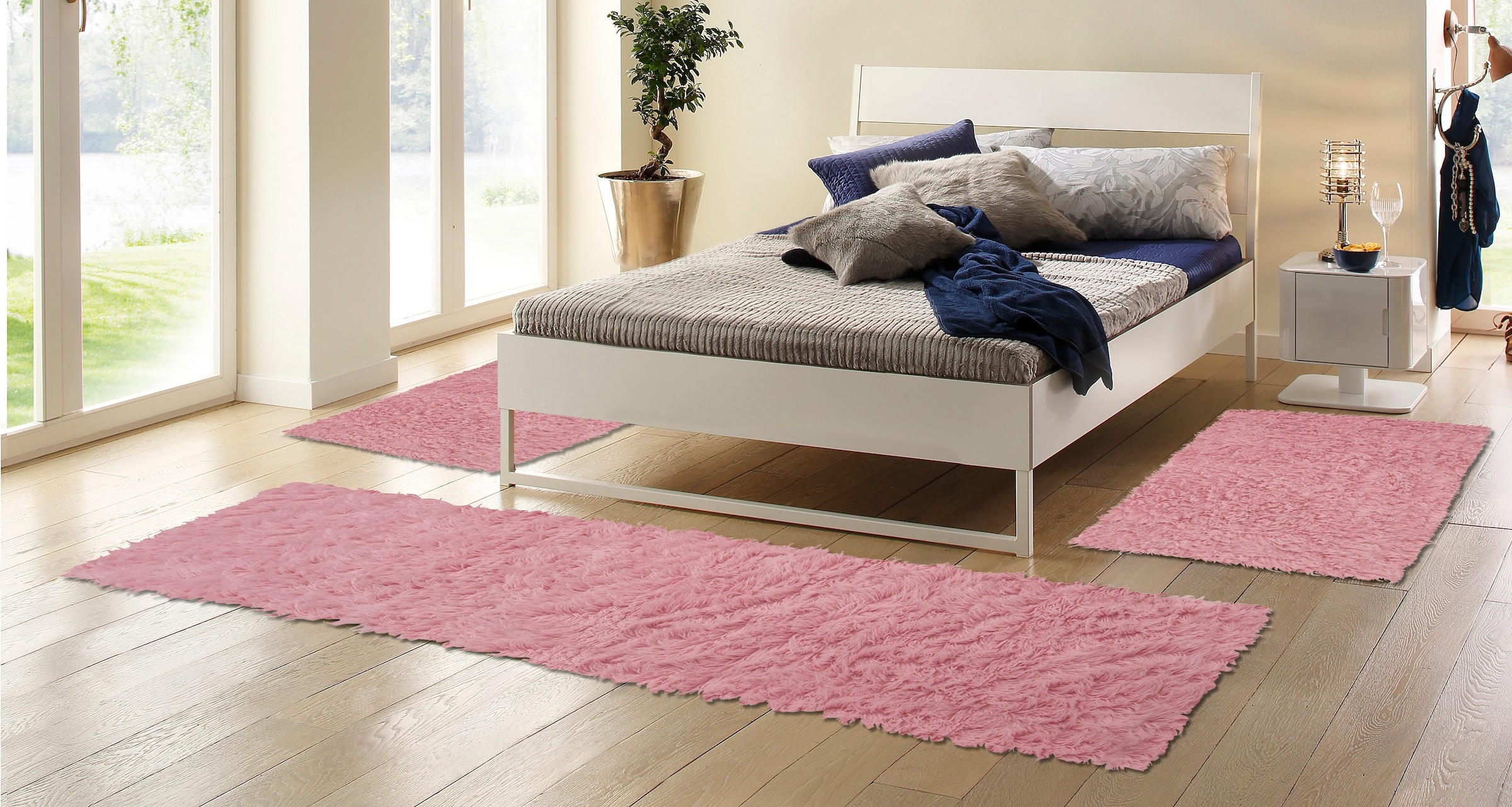 Böing Carpet Bettumrandung »Flokati 1500 g«, (3 tlg.), Bettvorleger, Läufer günstig online kaufen