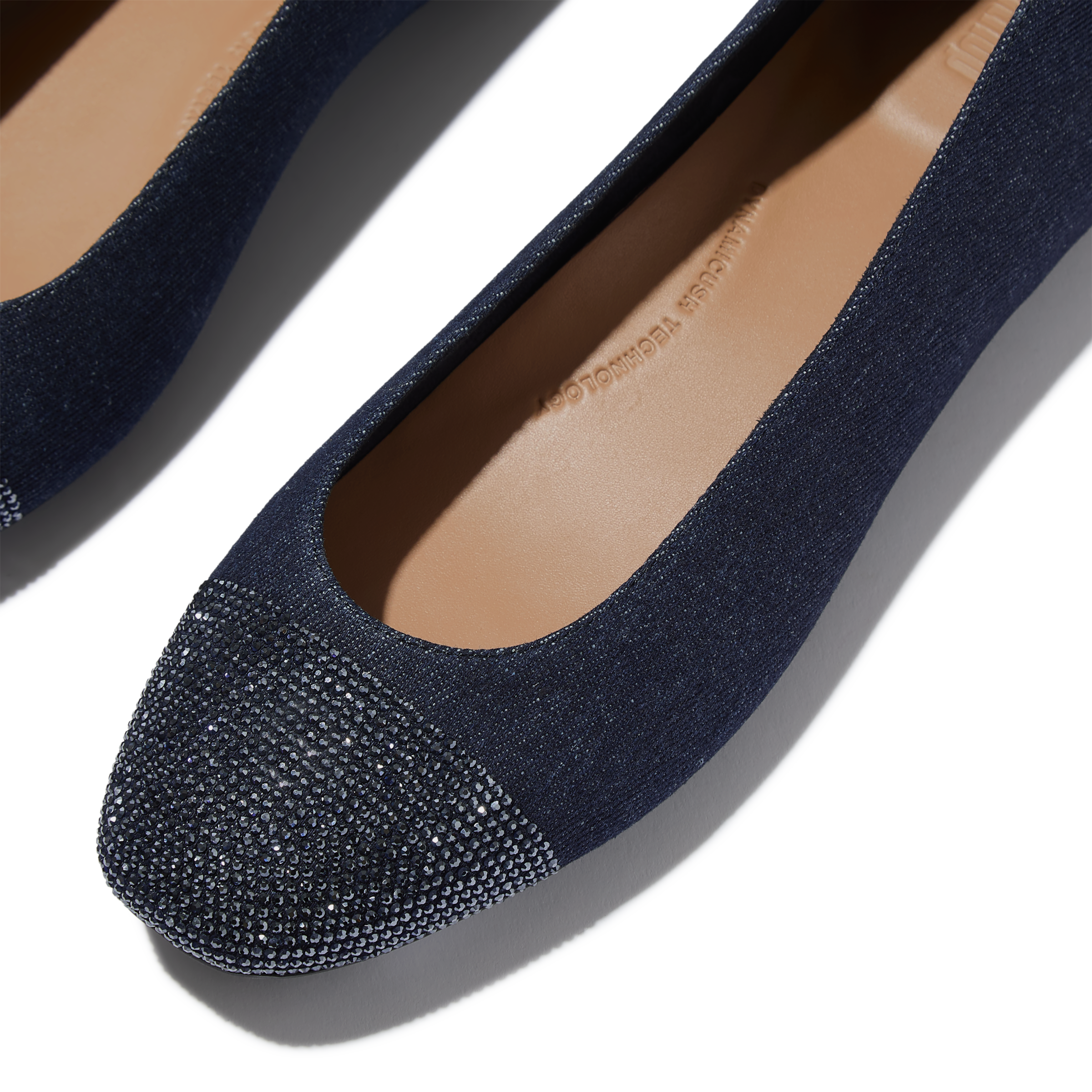 Fitflop Ballerina »DELICATO CRYSTAL CAP-TOE DENIM BALLET FLATS«  Schlupfschuh, Businessschuh mit funkelnden Strasssteinchen besetzt