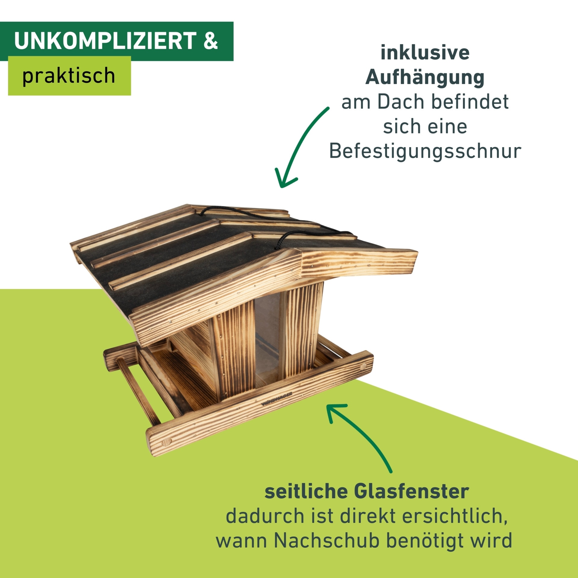 Windhager Vogelhaus »Canteen XL, Vogelfuttersilo aus massiven Kiefernholz« Futterstation inkl. Aufhängung, Füllvolumen ca. 4 Liter