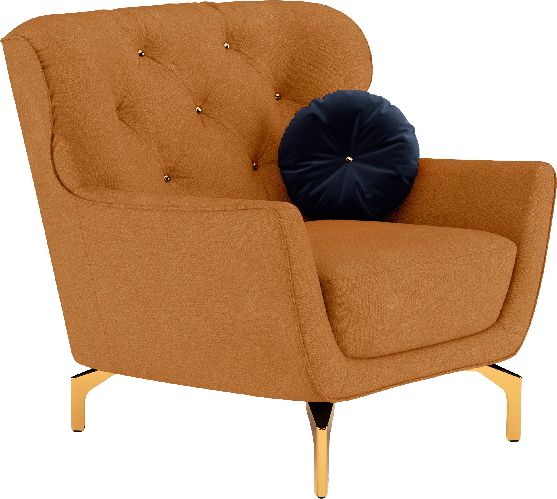 sit&more Sessel »Orient 3«, inkl. 1 Zierkissen mit Strass-Stein, goldfarbene Metallfüße