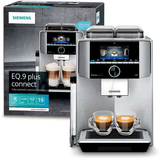 11. Bild von SIEMENS Kaffeevollautomat »EQ.9 plus connect s700 TI9578X1DE«, 2 separate Bohnenbehälter, 2 Mahlwerke, extra leise, bis zu 10 Profile