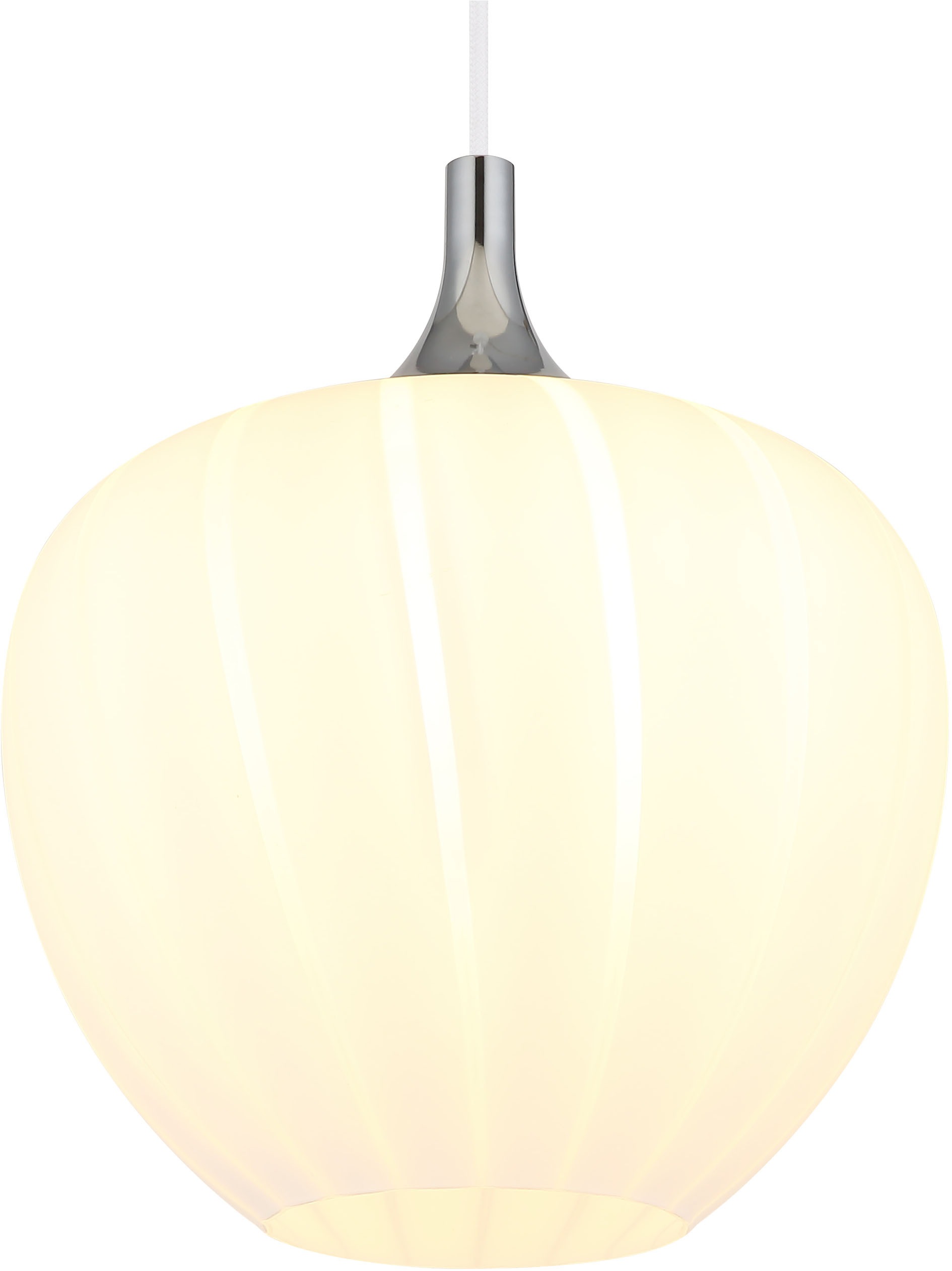 GLOBO LIGHTING Hängeleuchte »MAXY«, Leuchtmittel E27 | ohne Leuchtmittel, Hängelampe/Pendelleuchte/weiß/Glas opal/ Dekorillen