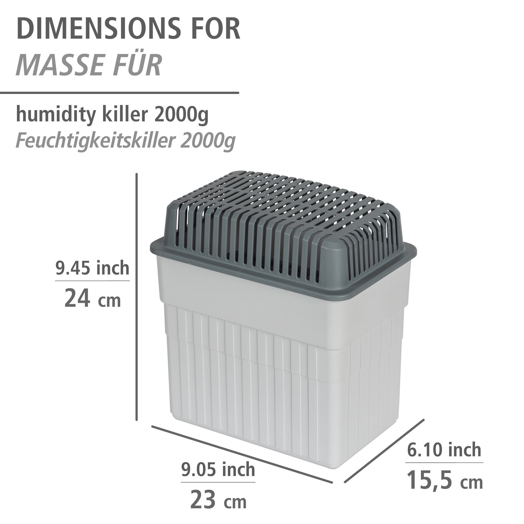 WENKO Luftentfeuchter »Grau« für 160 m³ Räume für Räume bis 160 m³, entfeuchtet geräuschlos und ohne Strom