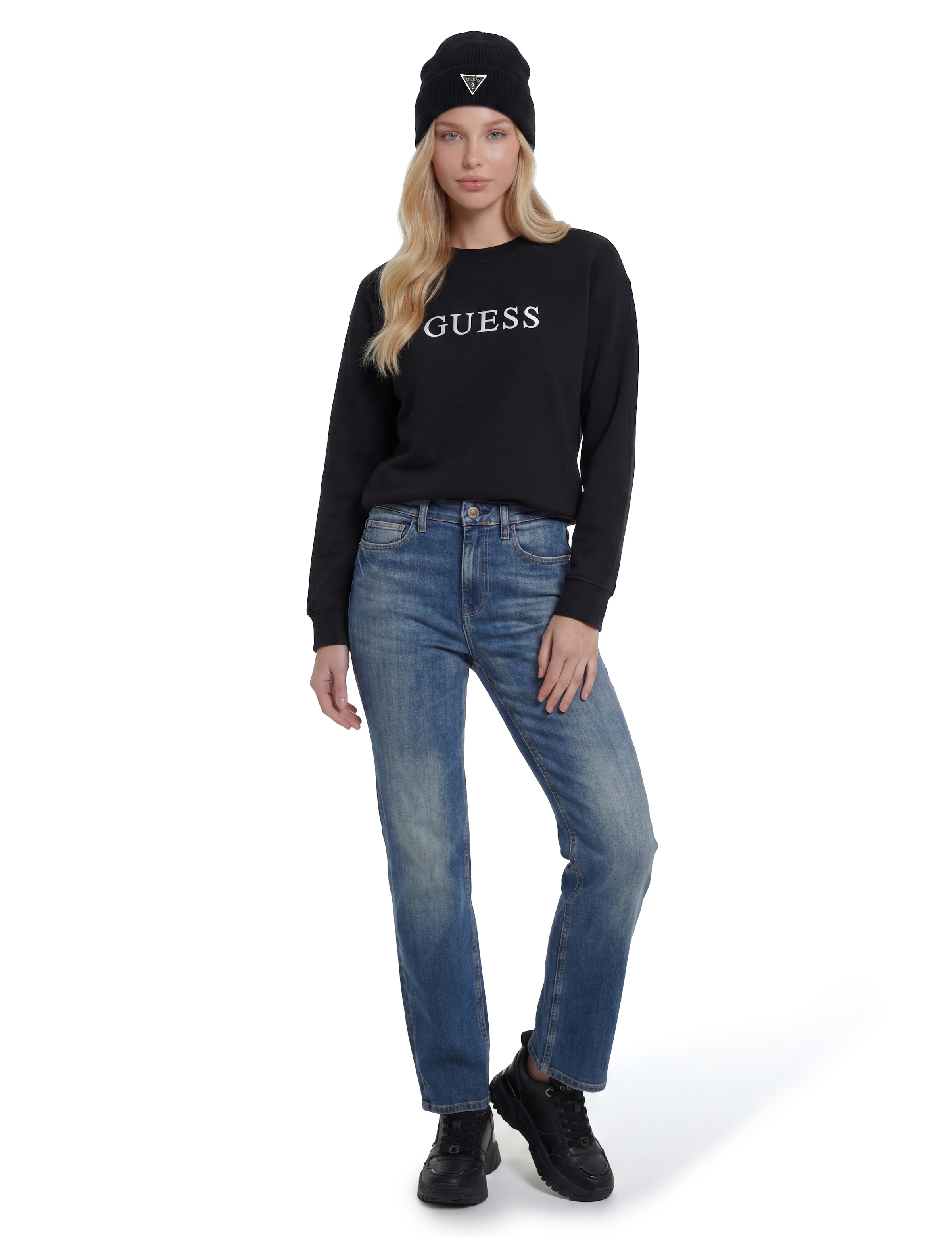 Guess Sweatshirt »SOFIA ROUND NECK«, mit gesticktem Logoschriftzug, Baumwollmix

