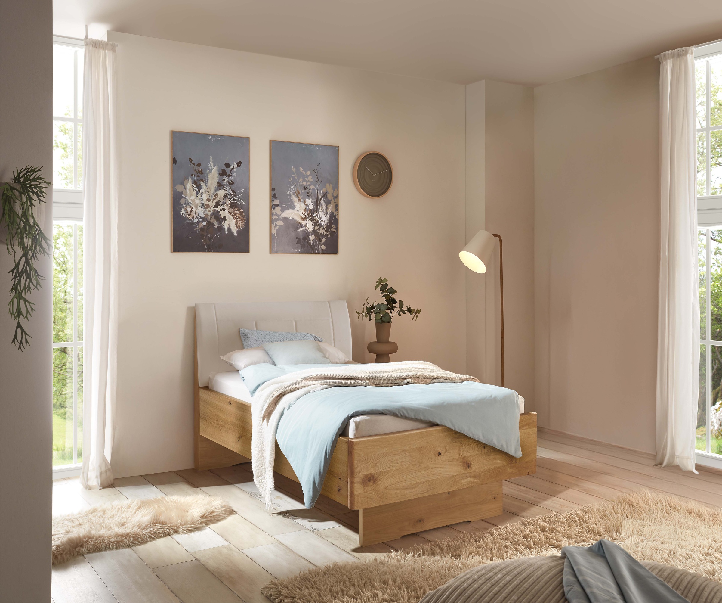 WIEMANN Holzbett »Cardiff, Bettgestell, Bettrahmen, teilmassiv, mit Polster günstig online kaufen