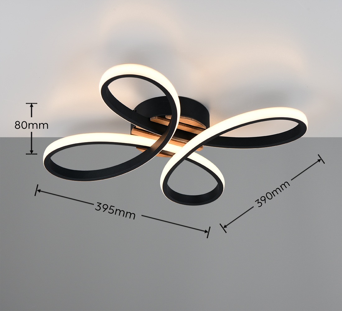 andas LED Deckenleuchte »Unnestad, Deckenlampe mit Fernbedienung dimmbar Nachtlicht Memory«, 1 flammig, Leuchtmittel LED-Board | LED fest integriert, CCT stufenlos warm- bis kaltweiß, Holzelemente in Optik Akustikpaneel