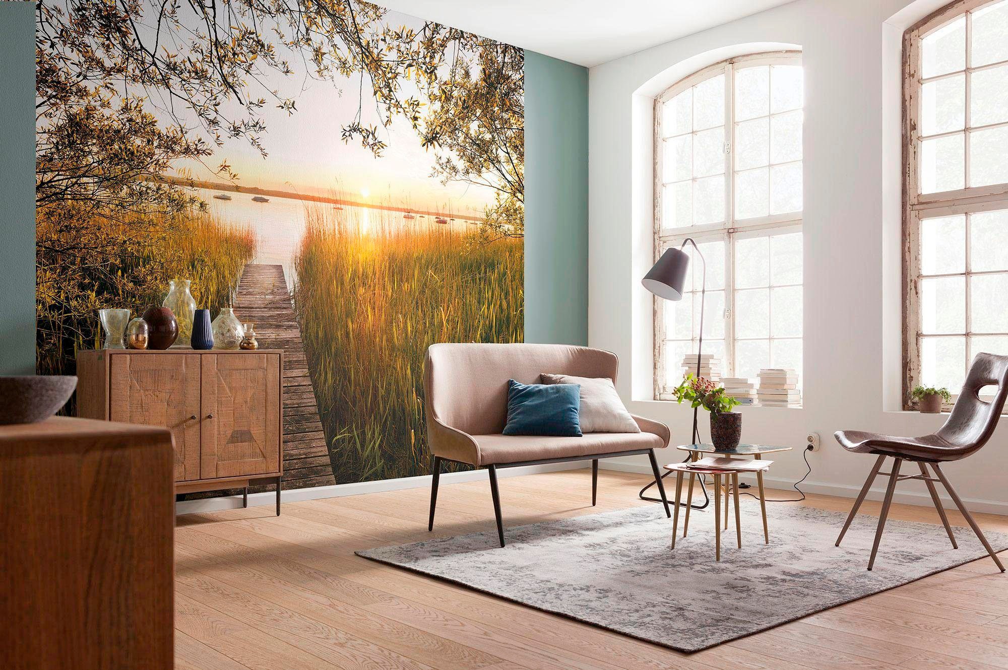 Komar Vliestapete »Digitaldruck Vlies - Lakeside - Größe 400 x 260 cm«, bedruckt, Wohnzimmer, Schlafzimmer