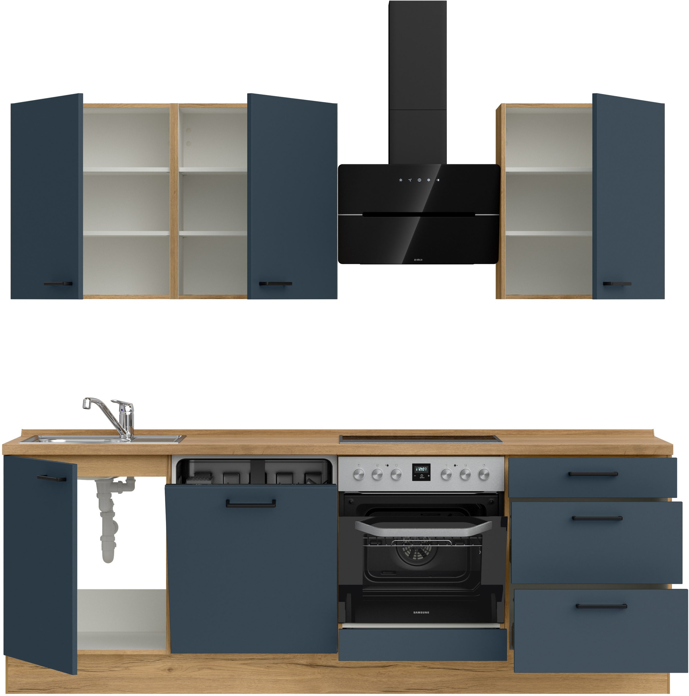 nobilia® Küchenzeile »"Easytouch II"« vormontiert, Ausrichtung wählbar, Breite 240 cm, wahlw. mit E-Geräten