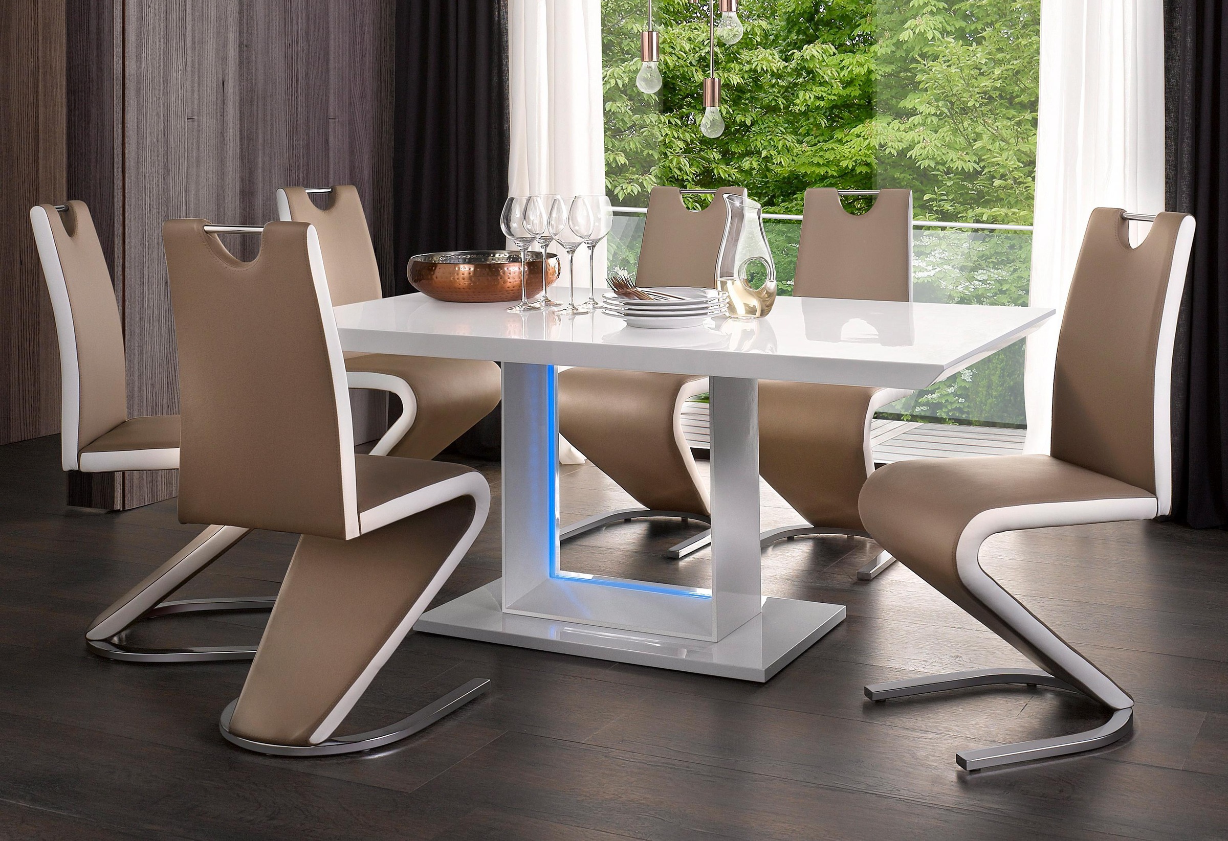 Homexperts Esszimmerstuhl »Zora 01«, (Set), 2 St., Kunstleder, Bezug in Kunstleder, mit weiß abgesetzten Seiten