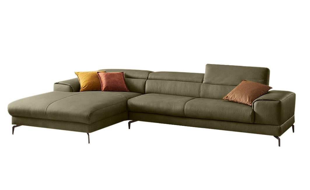 W.SCHILLIG Ecksofa »piedroo, Designsofa mit tollem Sitzkomfort, bequem und elegant, L-Form«, Kopfteilverstellung, wahlweise mit Sitztiefenverstellung, Breite 343cm