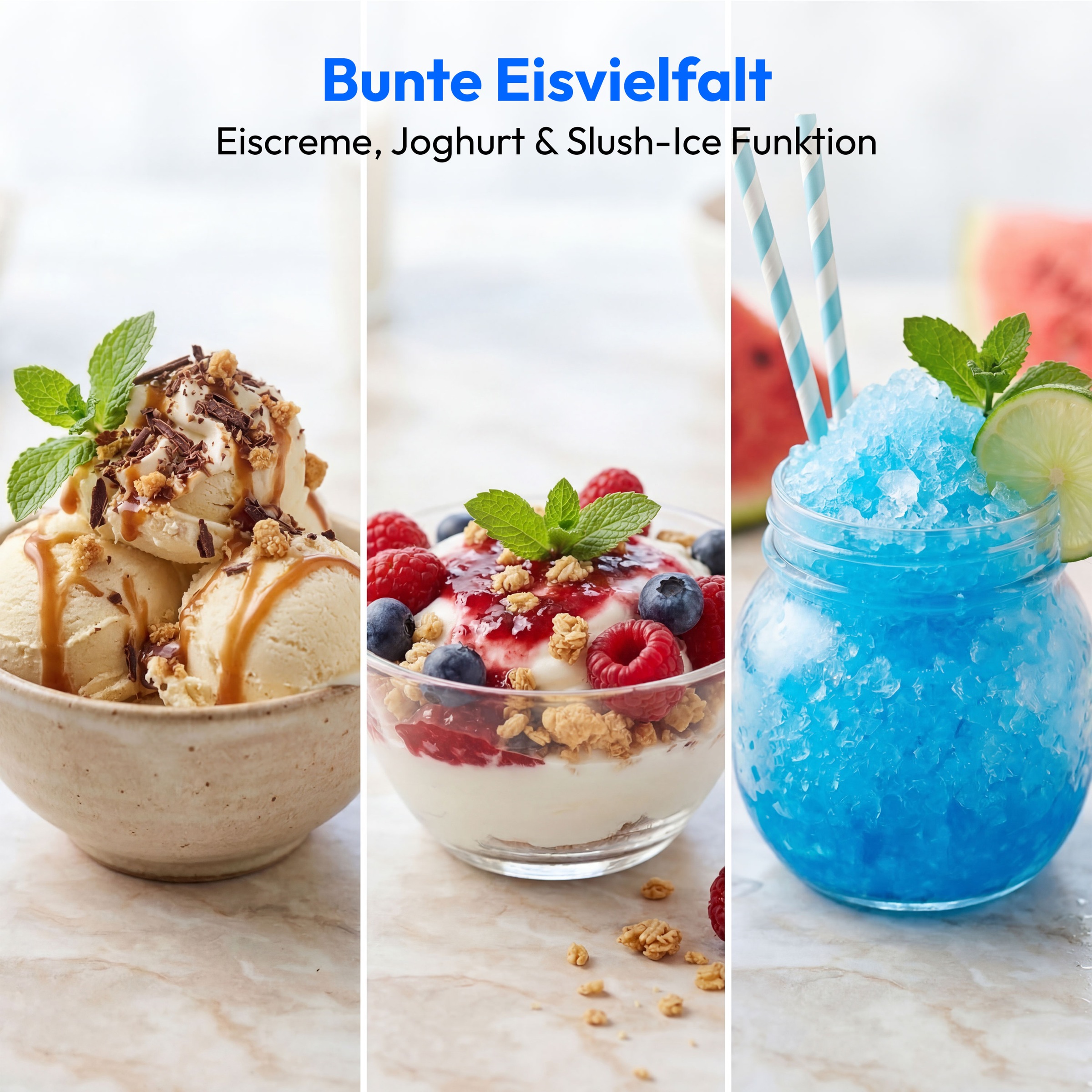 Medion® Eismaschine »MD 100116« 1 l 100 W Mixen, Eis, Joghurt oder Slush zubereiten, Eis nachkühlen