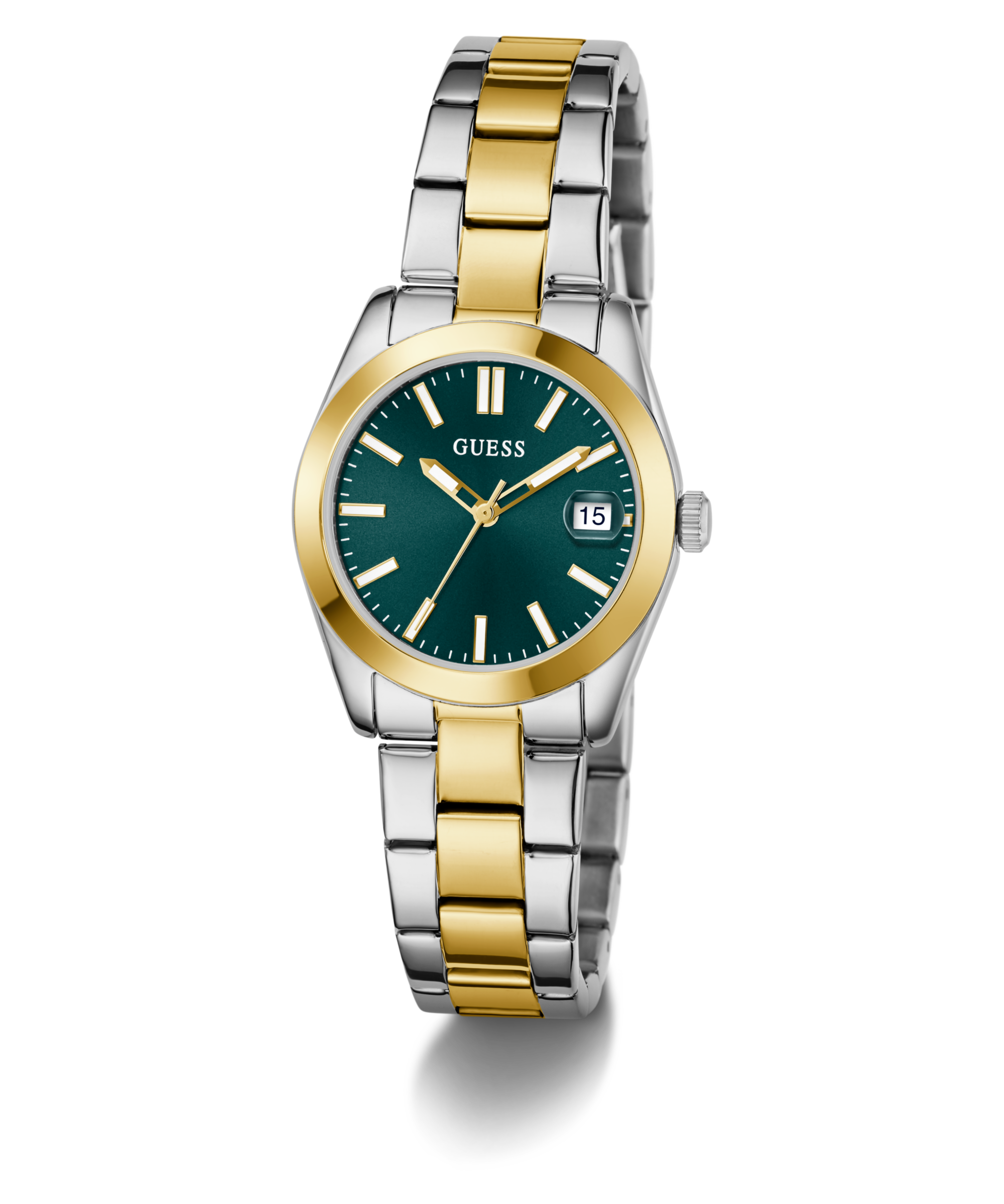 Guess Quarzuhr »ALICE«, Armbanduhr, Damenuhr, Edelstahlarmband, Datum, Kristallglas
